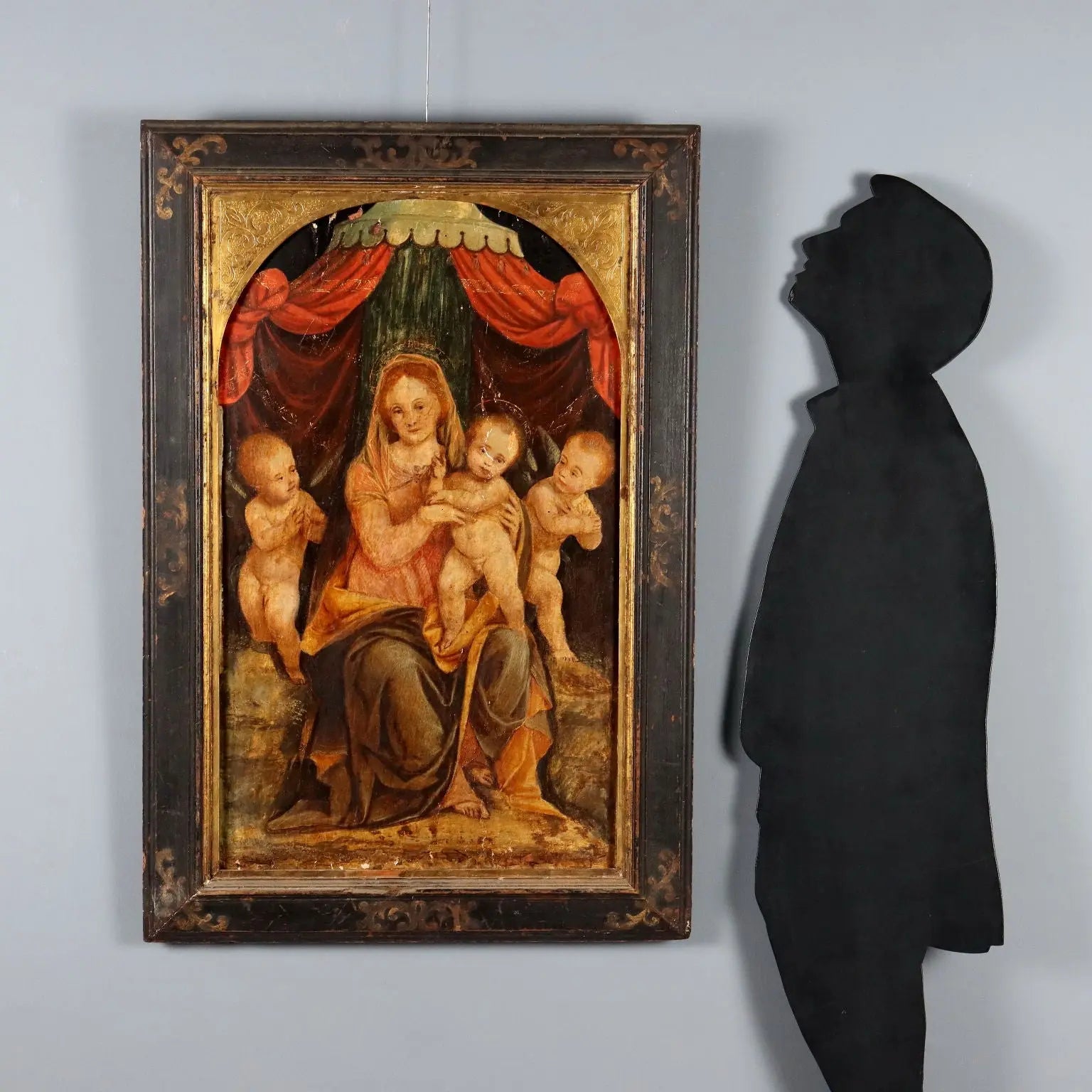 Antique Painting Virgin Mary with Jesus Child Oil on Hardboard '400 | Art | Antique Painting