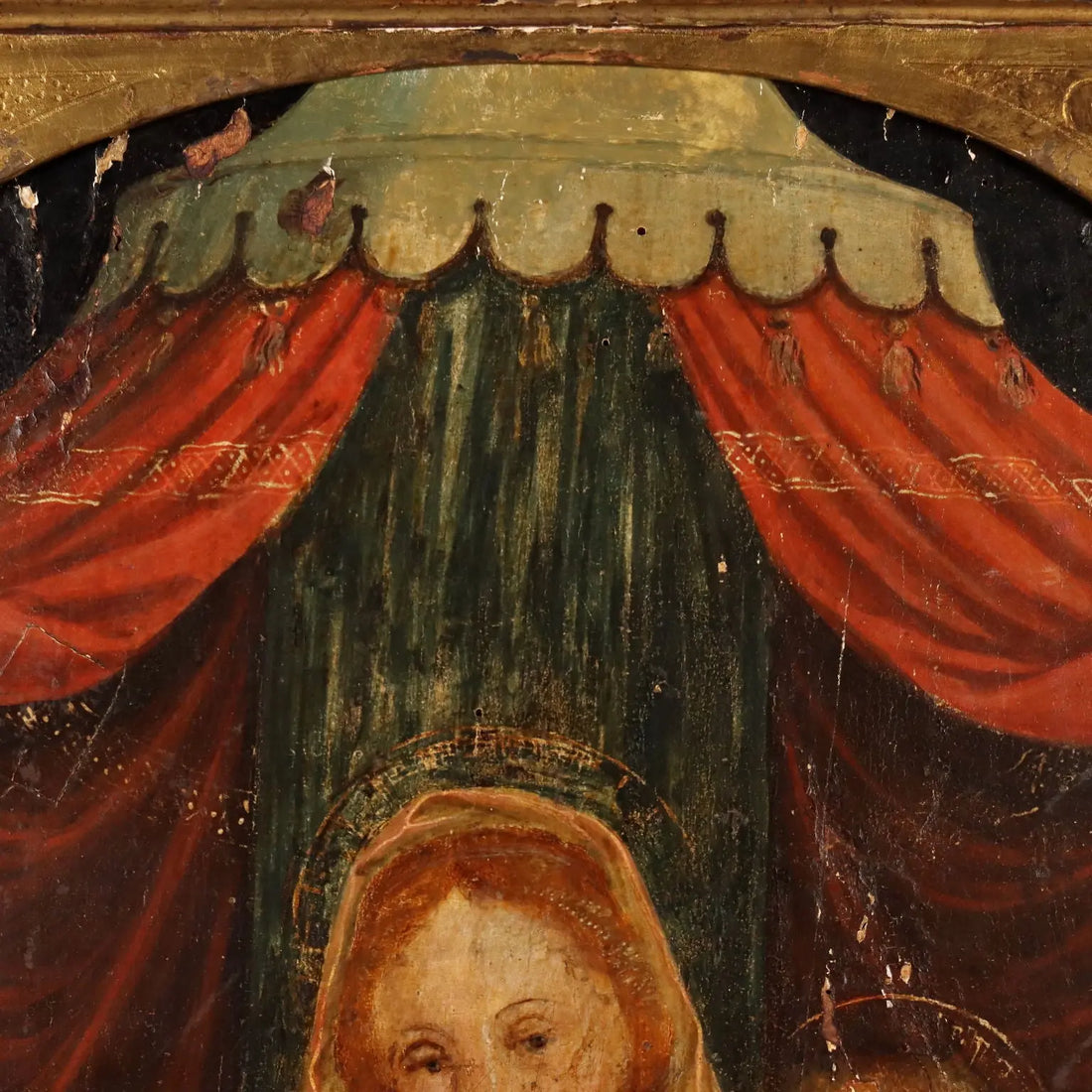 Antique Painting Virgin Mary with Jesus Child Oil on Hardboard '400 | Art | Antique Painting