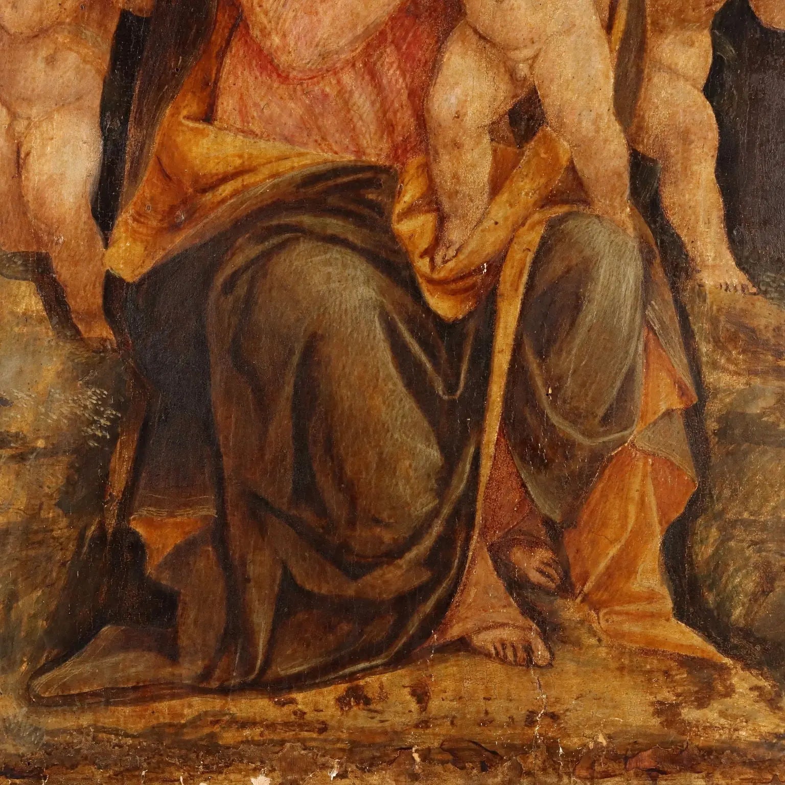 Antique Painting Virgin Mary with Jesus Child Oil on Hardboard '400 | Art | Antique Painting