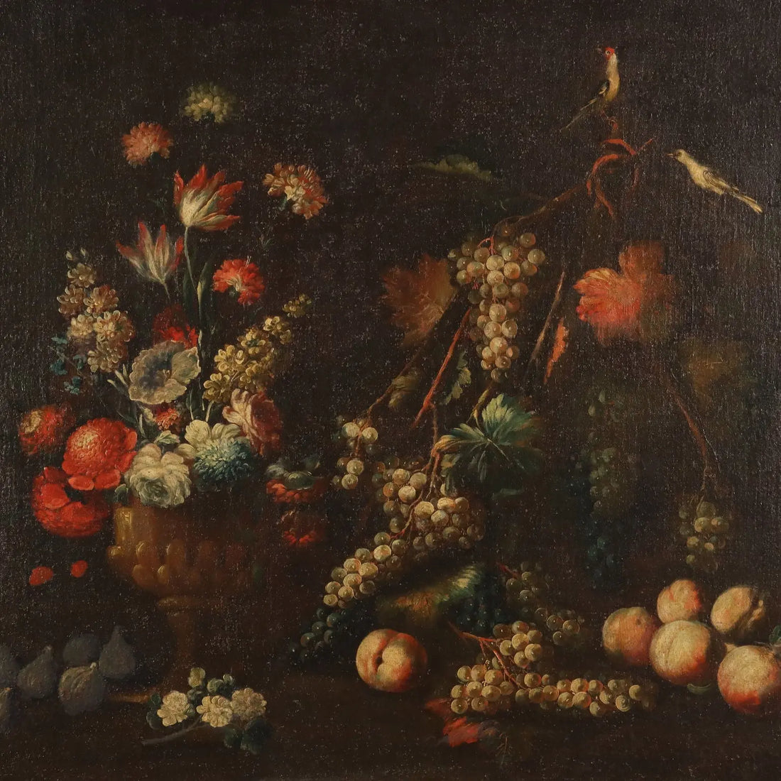 Antique Painting Still Life with Flowers Fruit and Birds XVIII Century | Art | Antique Painting
