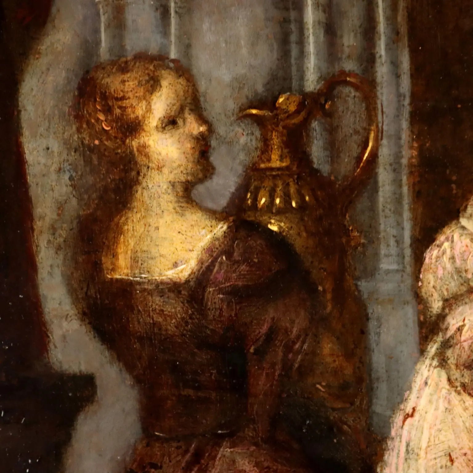 Antique Painting The Washing of the Feet Oil on Hardboard '700