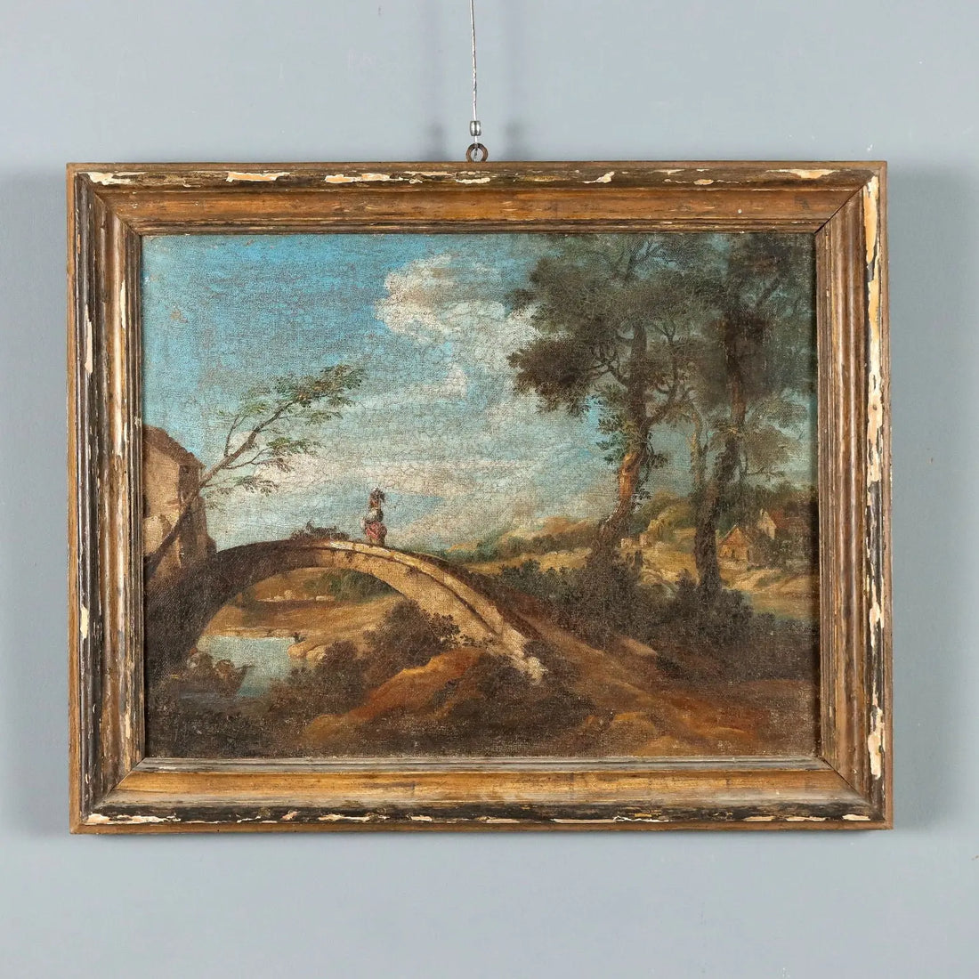 Antique Painting Landscape with Bridge Oil on Canvas XVIII Century | Art | Antique Painting