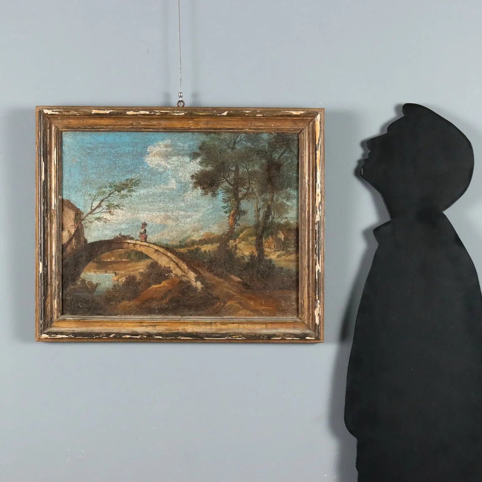 Antique Painting Landscape with Bridge Oil on Canvas XVIII Century | Art | Antique Painting