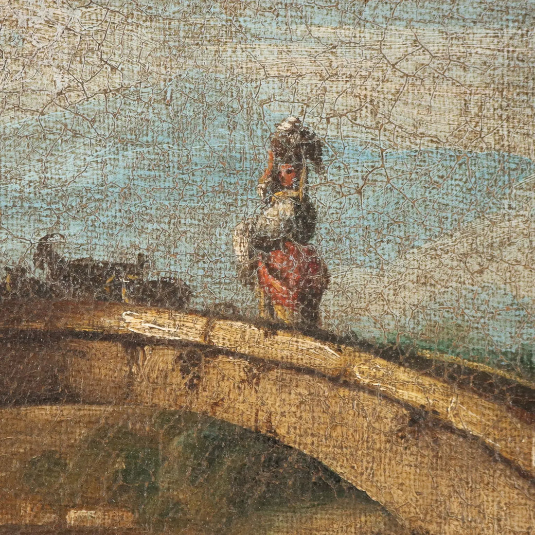 Antique Painting Landscape with Bridge Oil on Canvas XVIII Century | Art | Antique Painting