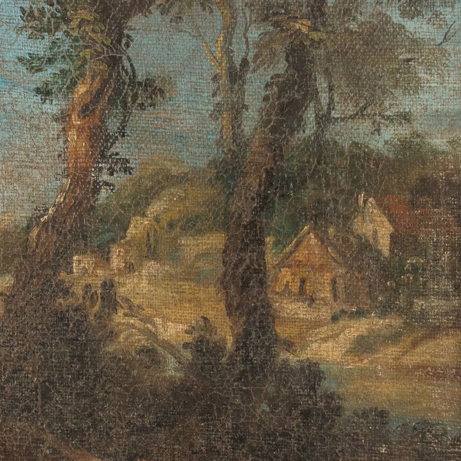 Antique Painting Landscape with Bridge Oil on Canvas XVIII Century | Art | Antique Painting