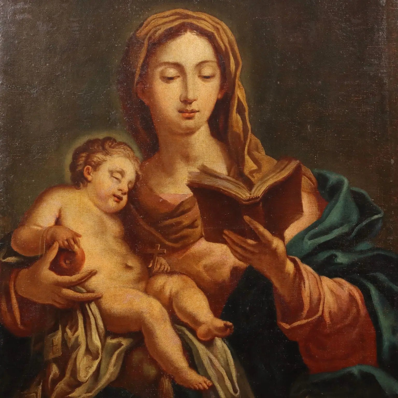 Antique Painting Copy from Francesco Trevisani Virgin Mary '700 - Virgin Mary with Child | Art | Antique Painting