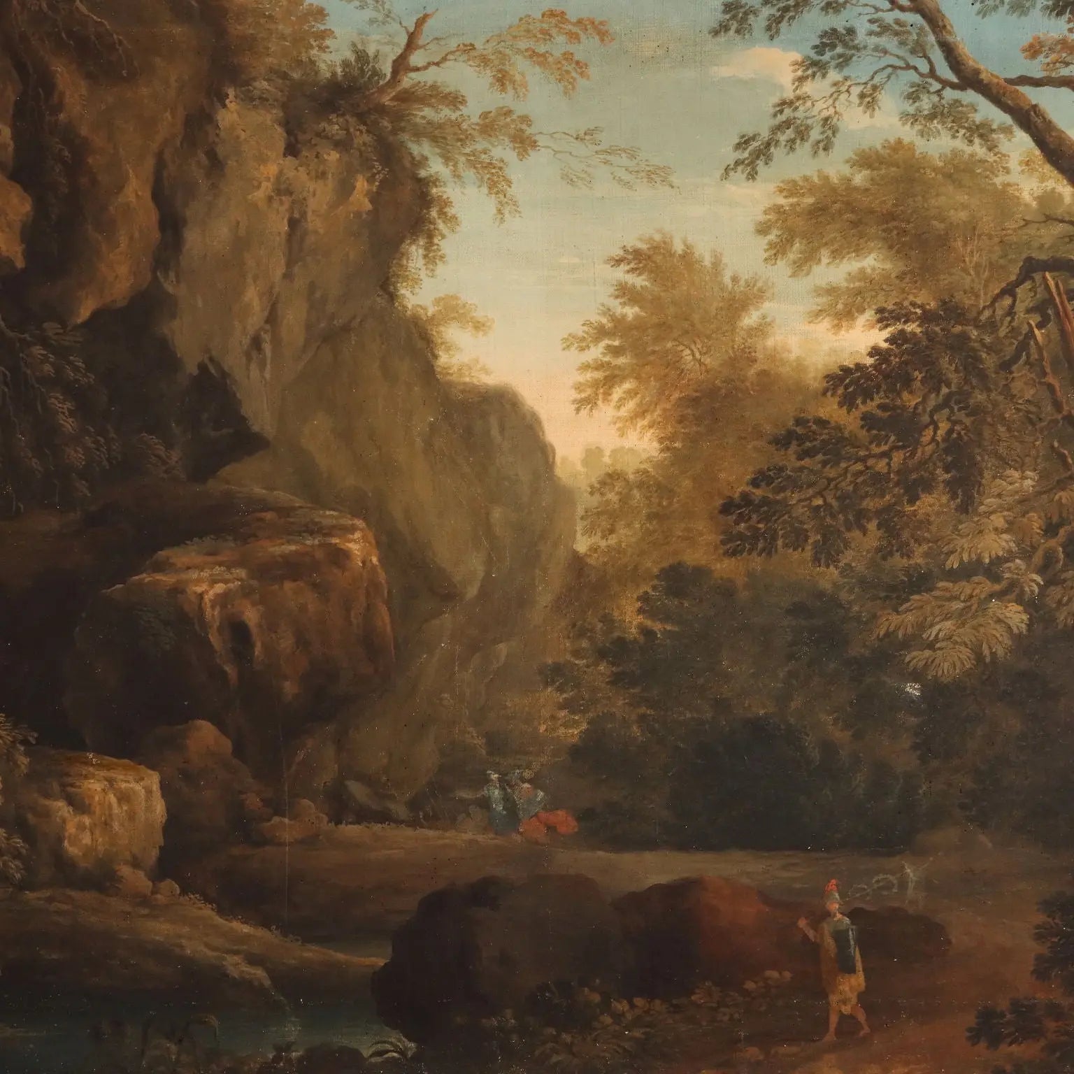 Antique Painting Landscape with Figures Oil on Canvas XVIII Century | Art | Antique Painting