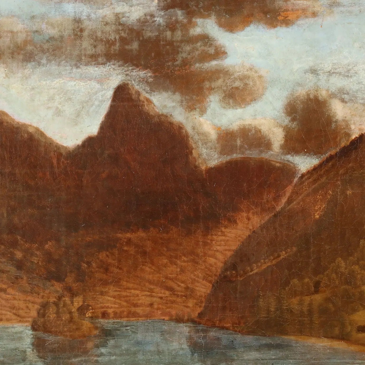 Antique Painting Signed E. Rudolf Biedermann XIX Century - Mountain Landscape with Herd | Art | Antique Painting