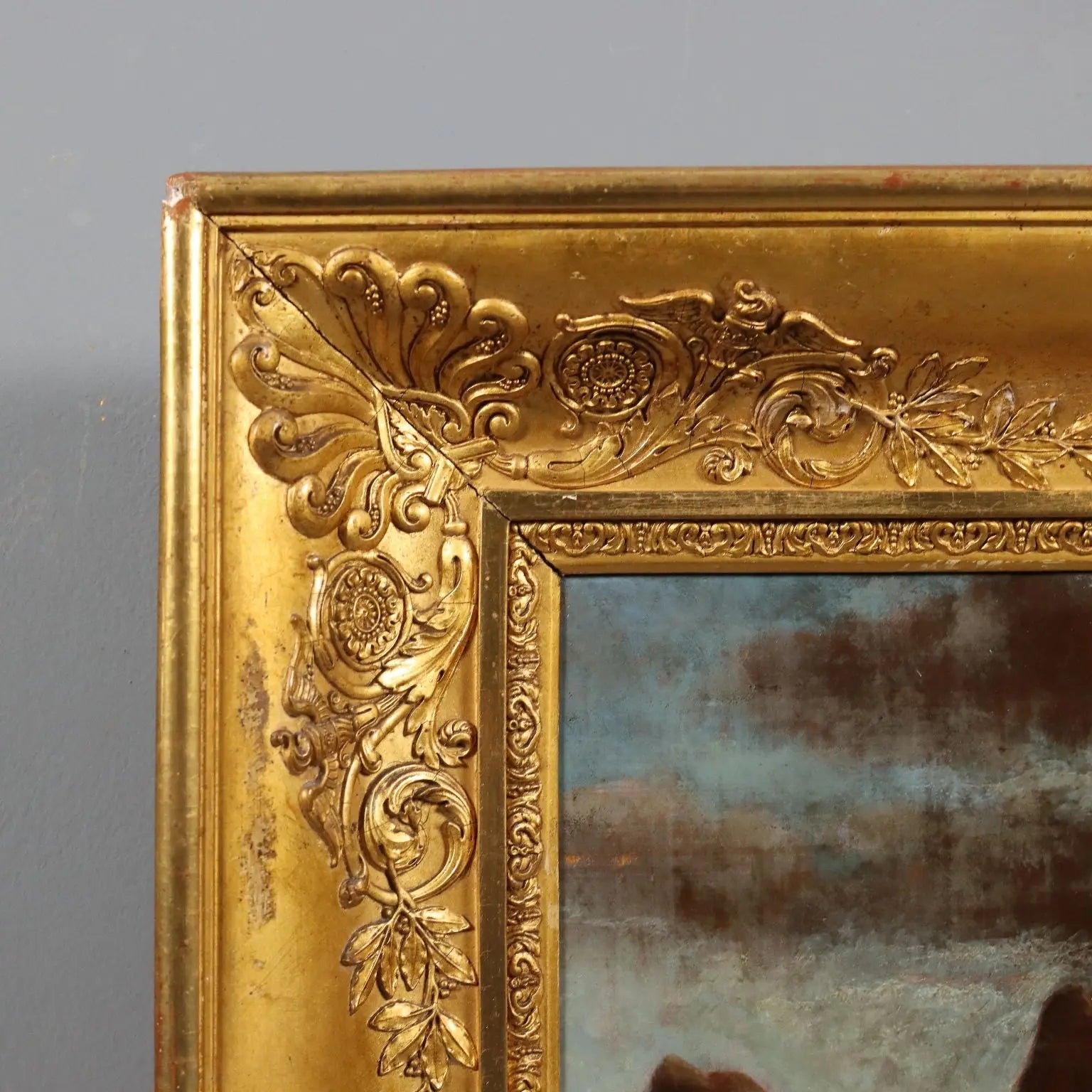 Antique Painting Signed E. Rudolf Biedermann XIX Century - Mountain Landscape with Herd | Art | Antique Painting