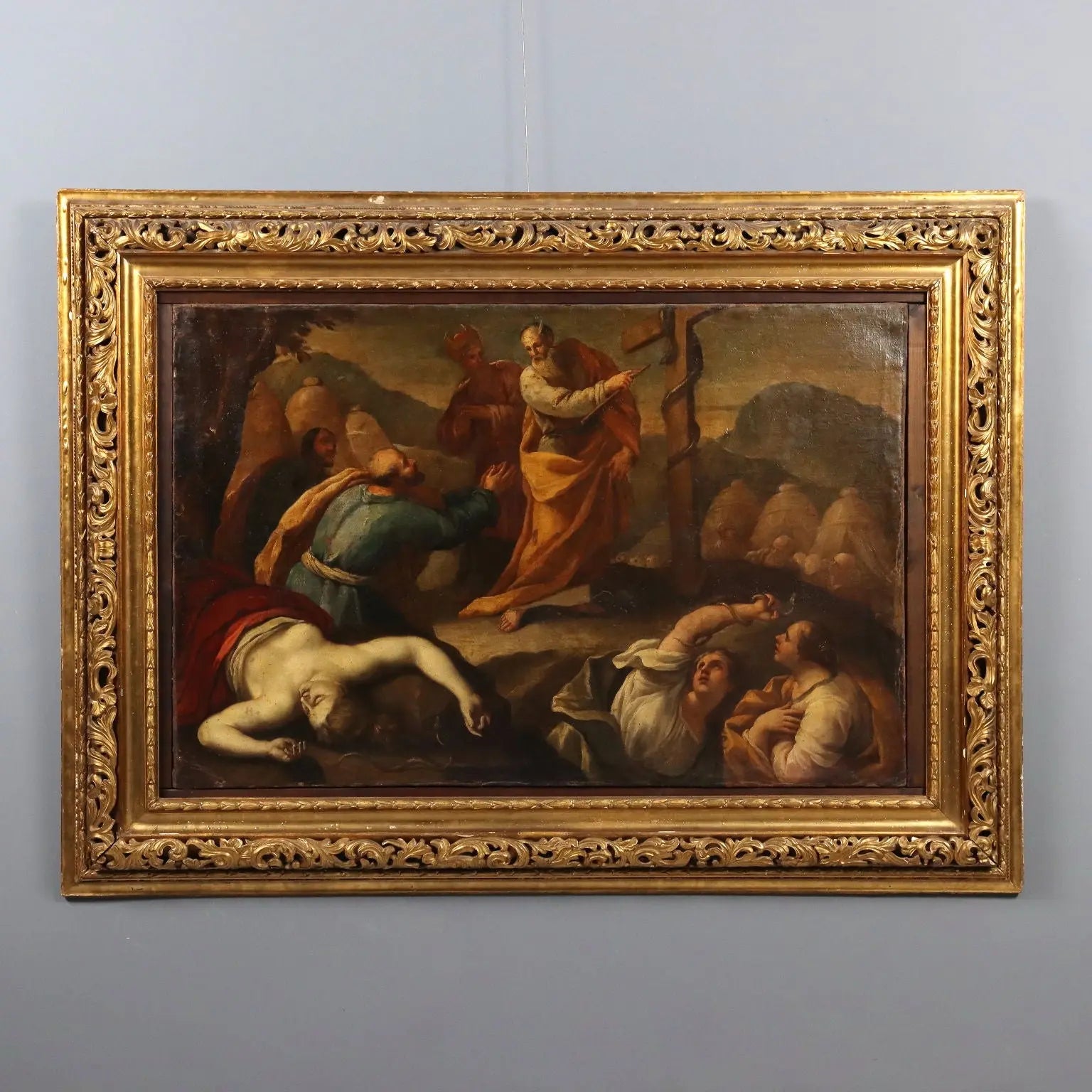 Antique Painting Moses and the Bronze Snake Oil on Canvas '600 | Art | Antique Painting
