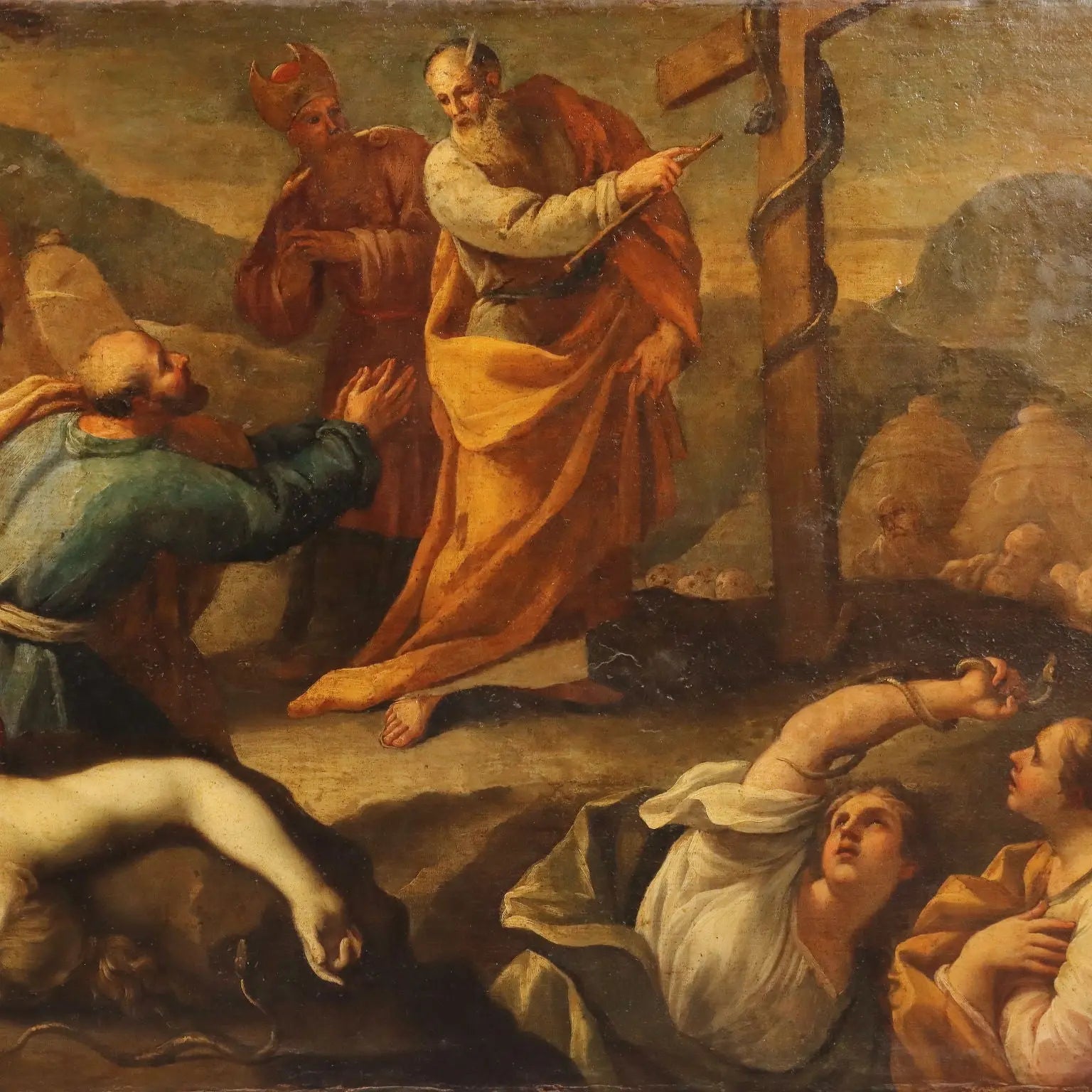 Antique Painting Moses and the Bronze Snake Oil on Canvas '600 | Art | Antique Painting