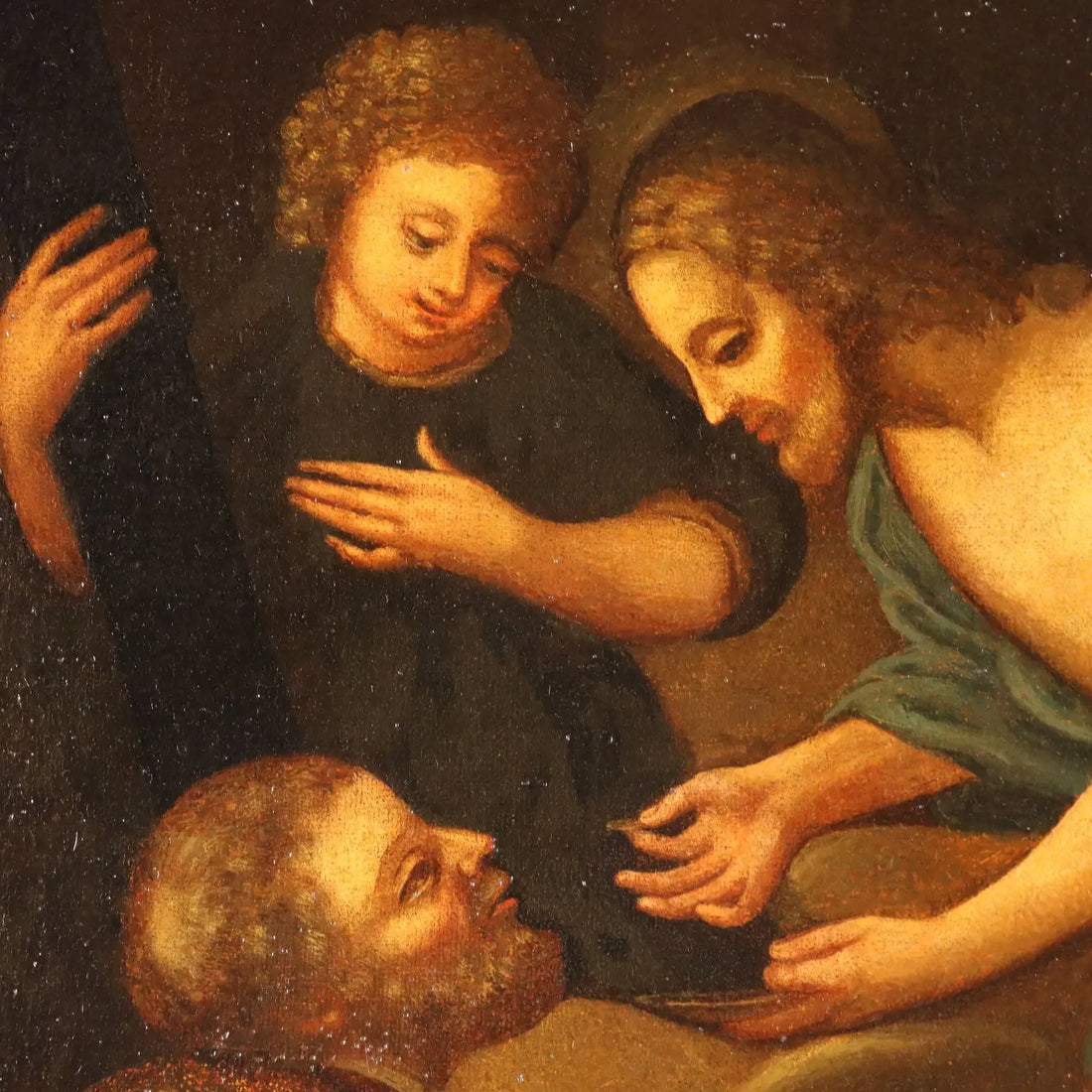 Antique Painting Holy Bishop Receiving Communion from Jesus '600 | Art | Antique Painting