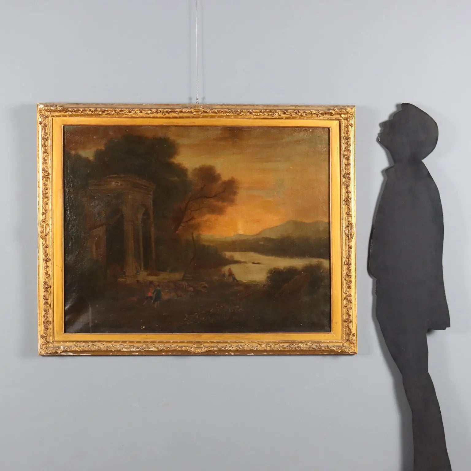 Antique Painting Landscape with Architecture Oil on Canvas '700 | Art | Antique Painting