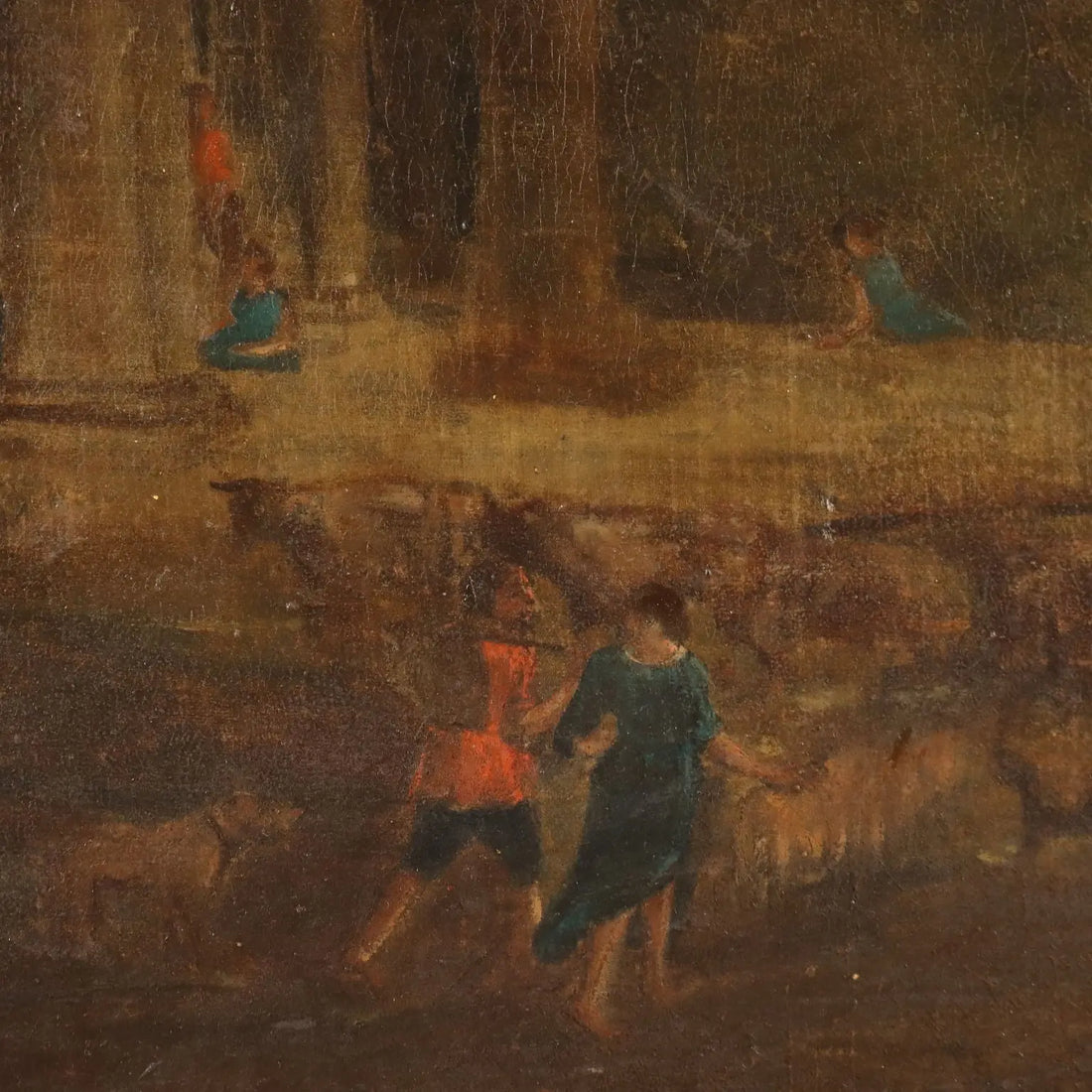 Antique Painting Landscape with Architecture Oil on Canvas '700 | Art | Antique Painting