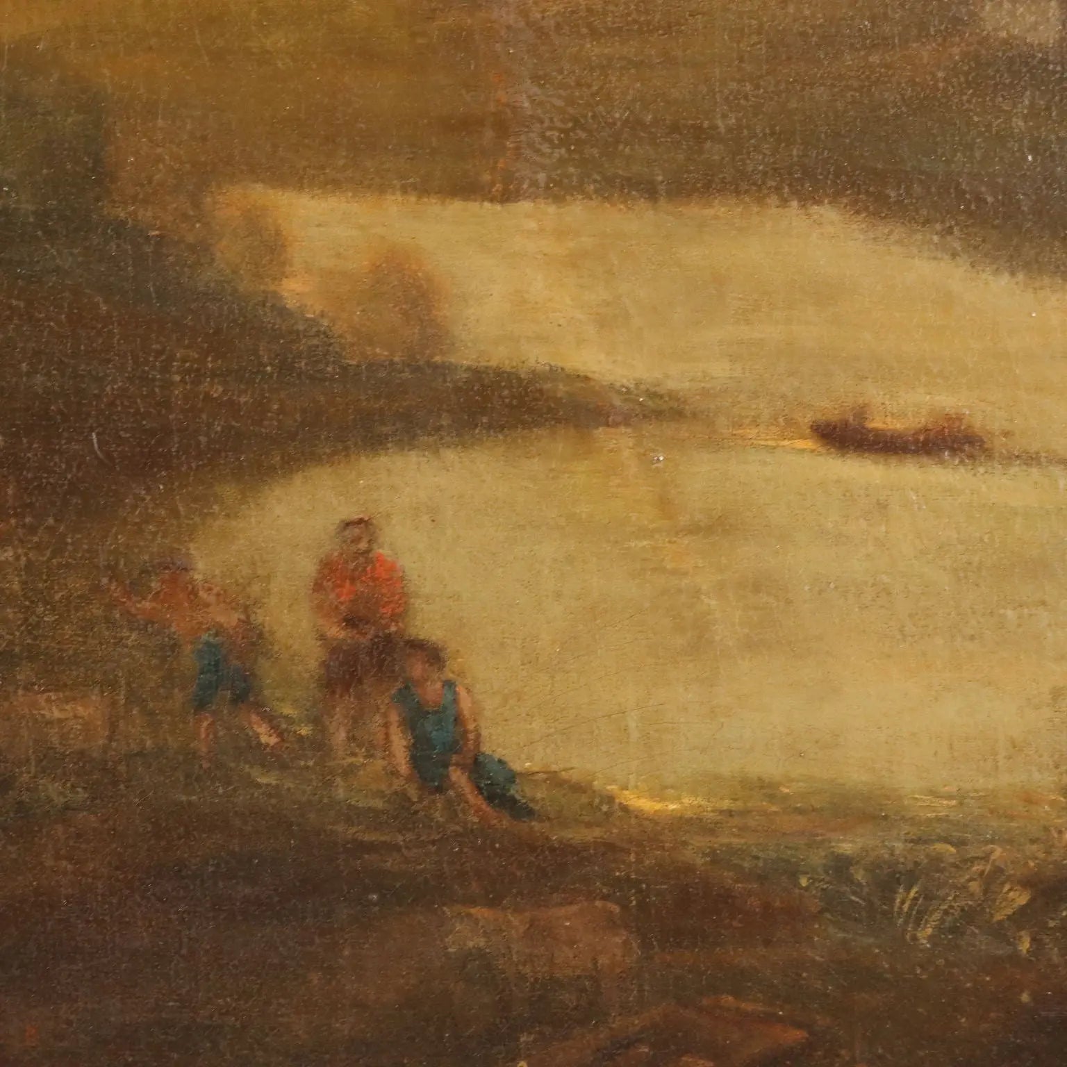 Antique Painting Landscape with Architecture Oil on Canvas '700 | Art | Antique Painting