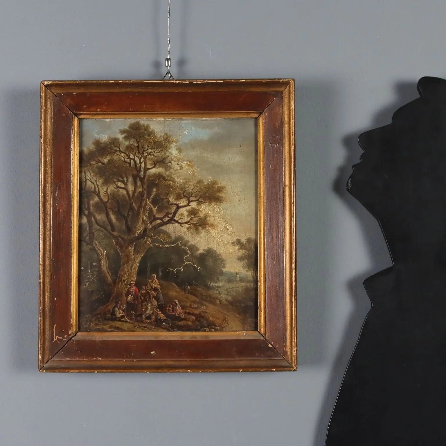 Antique Painting Landscape with Wayfarers Oil on Hardboard '700 | Art | Antique Painting