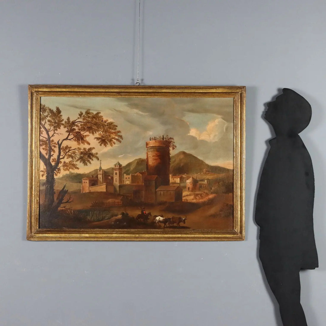 Antique Painting Landscape with Village Oil on Canvas '700 | Art | Antique Painting