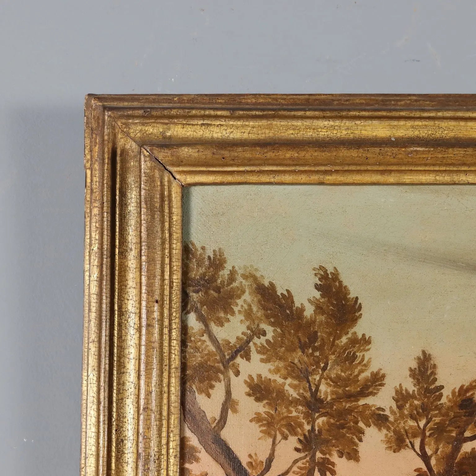 Antique Painting Landscape with Village Oil on Canvas '700 | Art | Antique Painting
