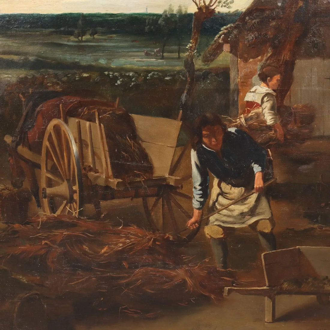 Antique Painting Country Scene Oil on Canvas Northern Europe '800 | Art | Antique Painting