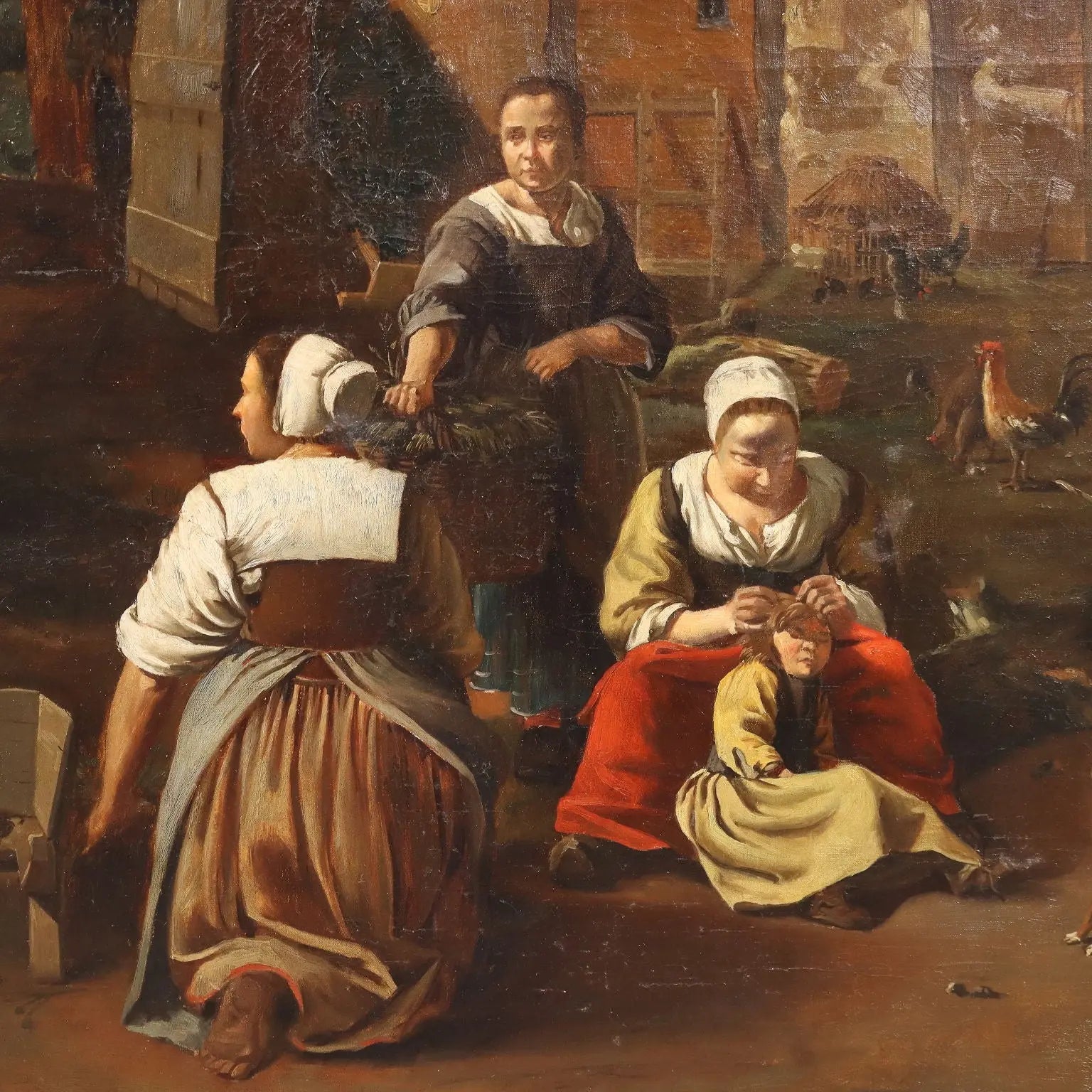 Antique Painting Country Scene Oil on Canvas Northern Europe '800 | Art | Antique Painting