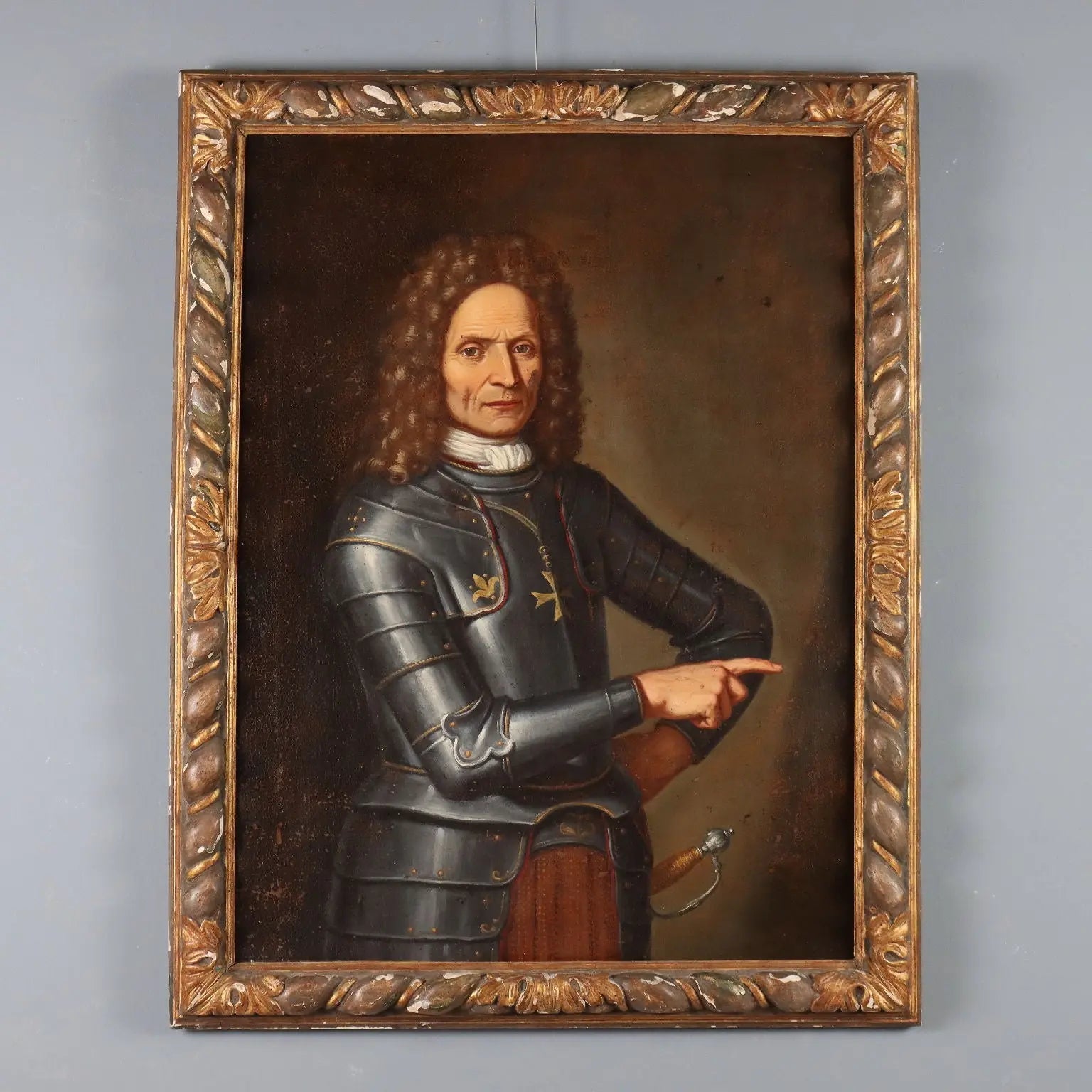 Antique Painting Portrait of a Man in Armor Oil on Canvas XVII Century | Art | Antique Painting