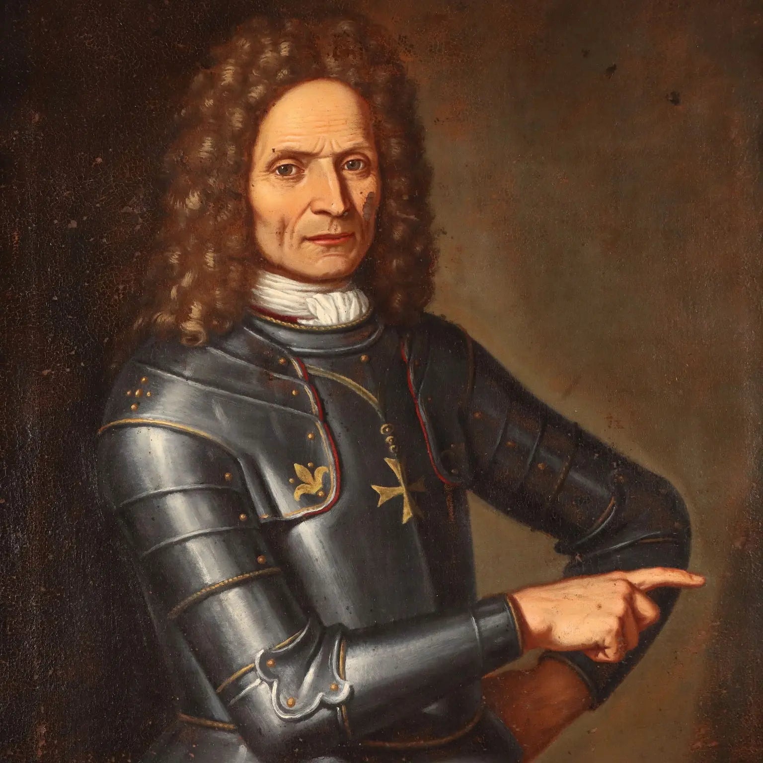Antique Painting Portrait of a Man in Armor Oil on Canvas XVII Century | Art | Antique Painting