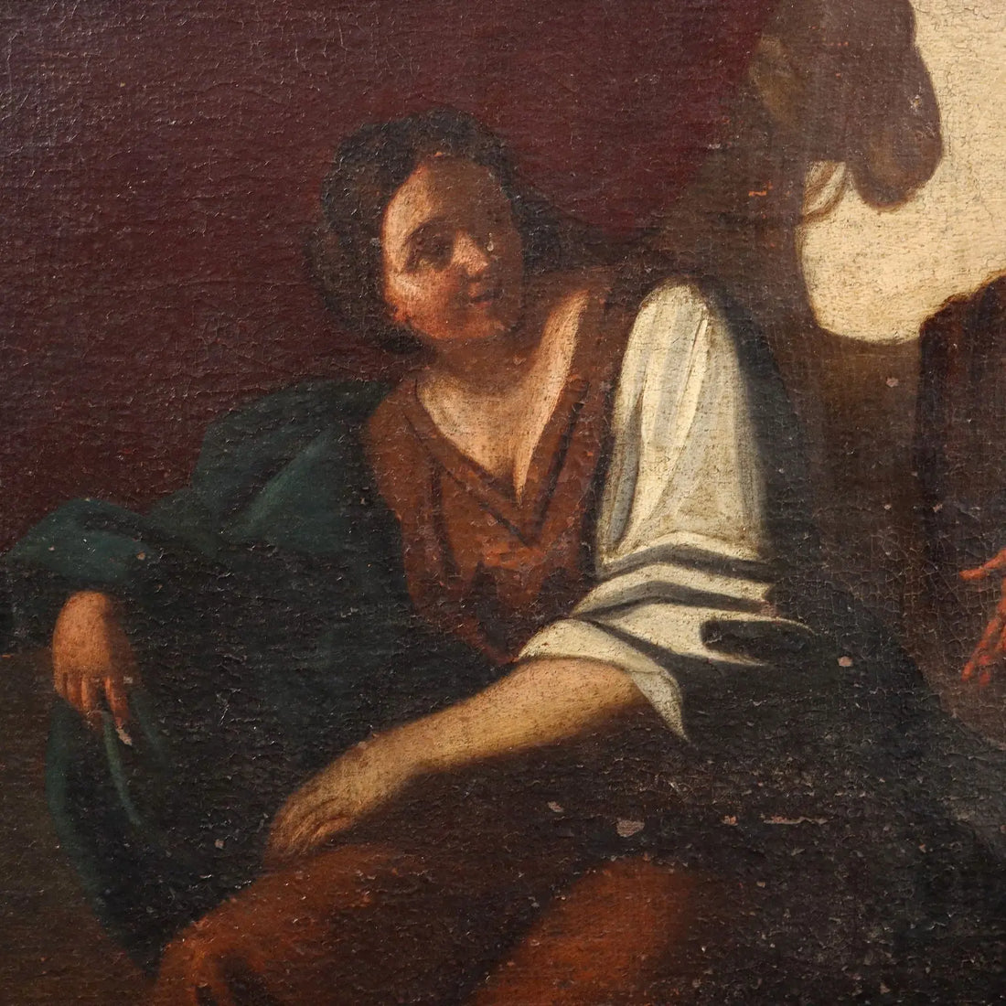 Antique Painting Biblical Scene Tamar and Judah Oil on Canvas '600 - Tamar and Judah | Art | Antique Painting