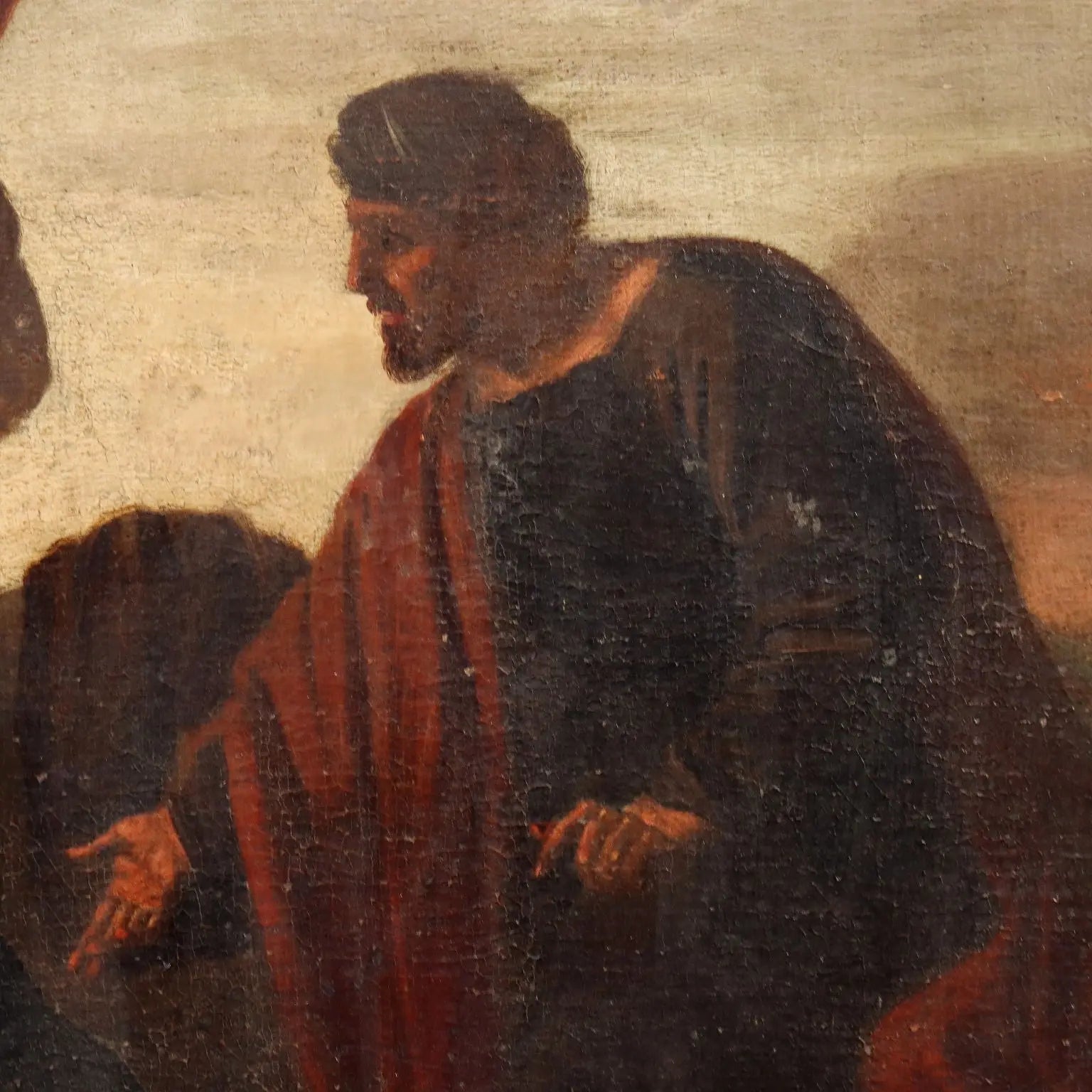 Antique Painting Biblical Scene Tamar and Judah Oil on Canvas '600 - Tamar and Judah | Art | Antique Painting