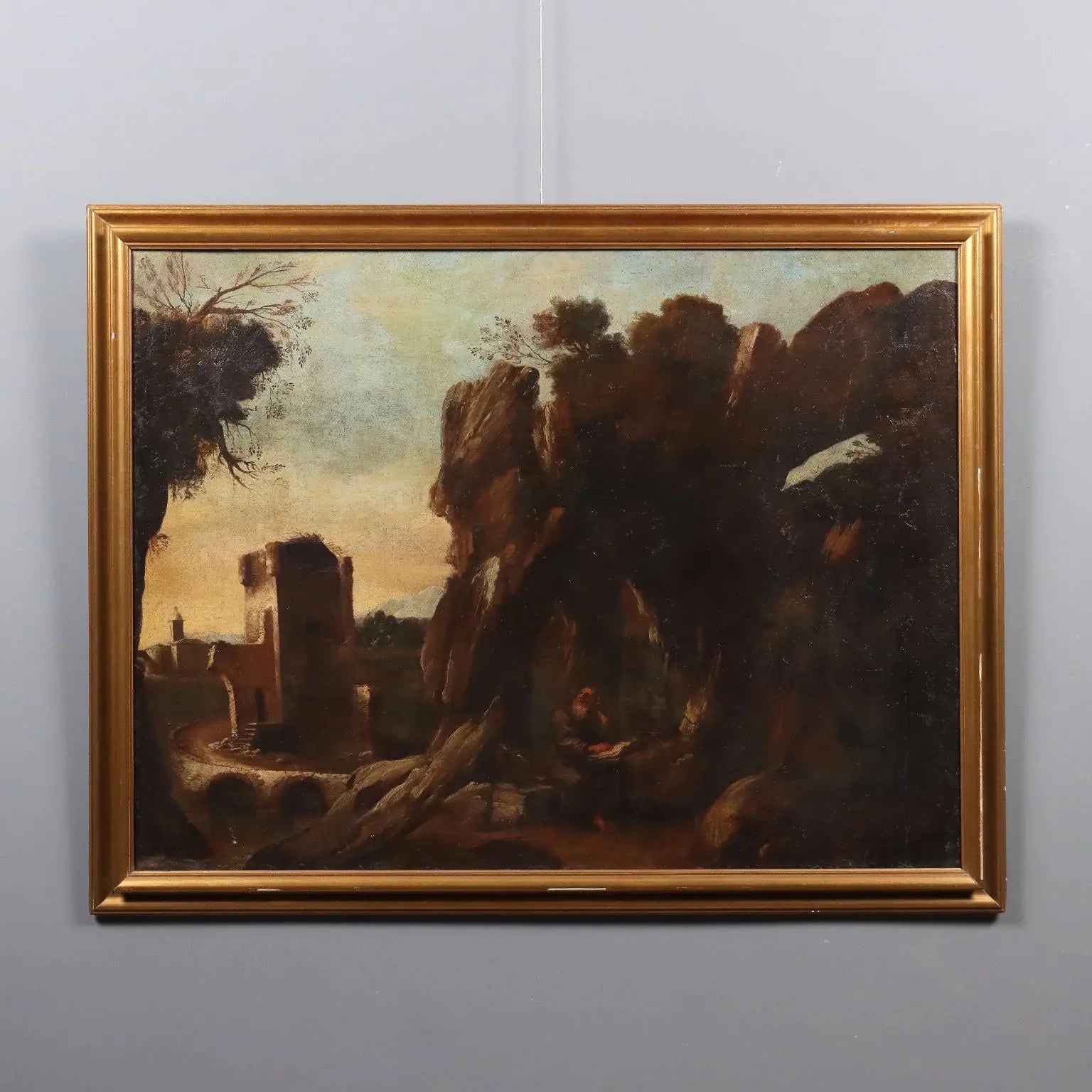 Antique Painting Landscape with Saint Oil on Canvas XVIII-XIX Century | Art | Antique Painting