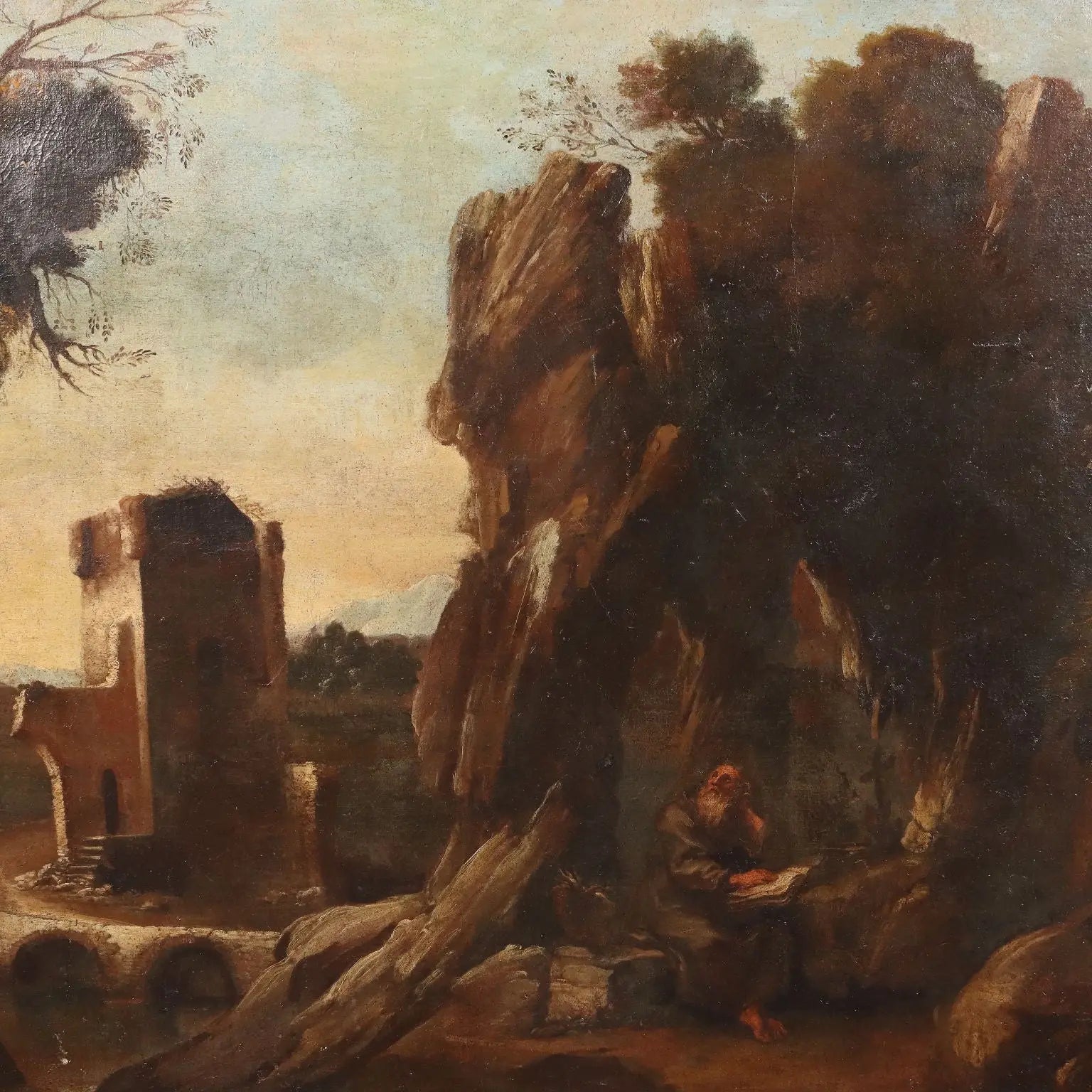Antique Painting Landscape with Saint Oil on Canvas XVIII-XIX Century | Art | Antique Painting