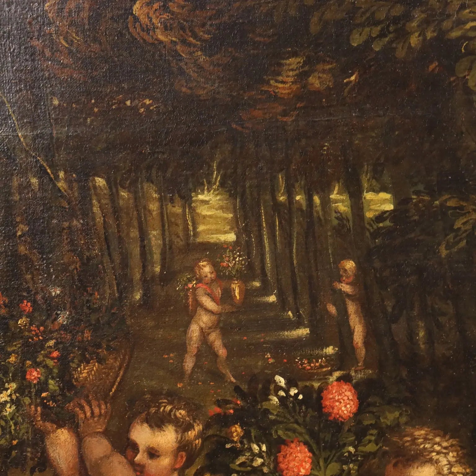 Antique Painting Cupids Feast Oil on Canvas XVII-XVIII Century | Art | Antique Painting