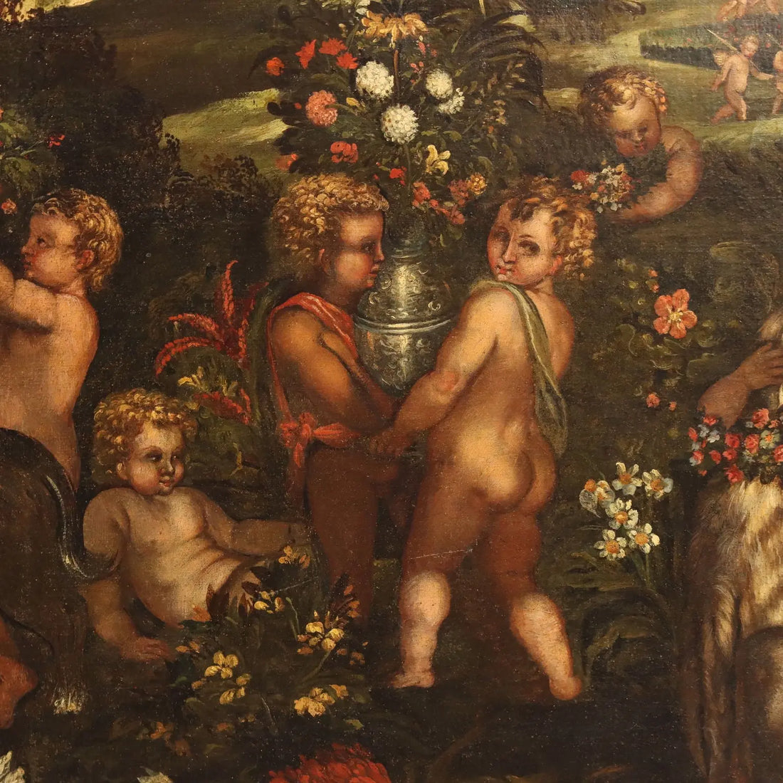 Antique Painting Cupids Feast Oil on Canvas XVII-XVIII Century | Art | Antique Painting