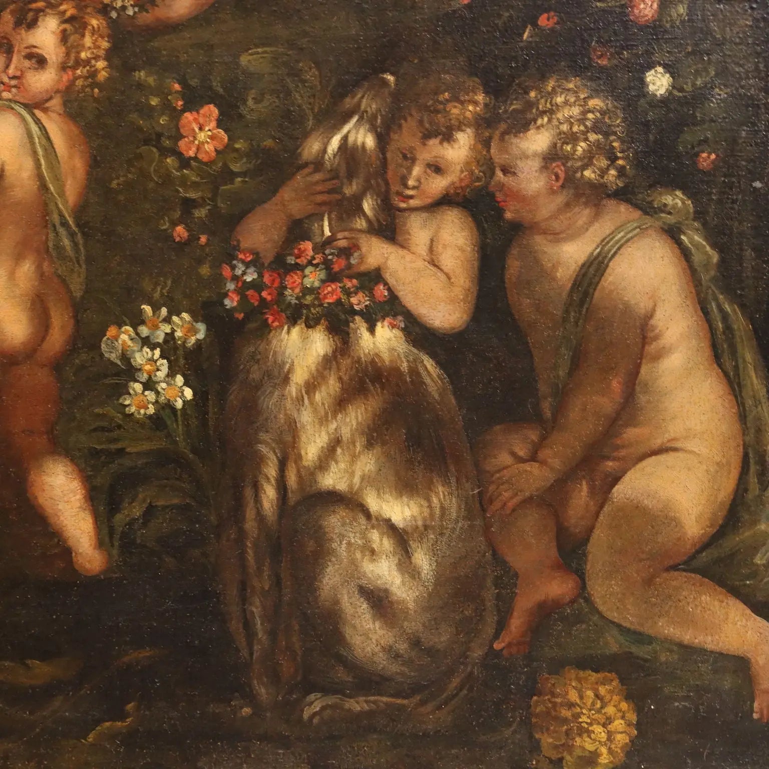 Antique Painting Cupids Feast Oil on Canvas XVII-XVIII Century | Art | Antique Painting