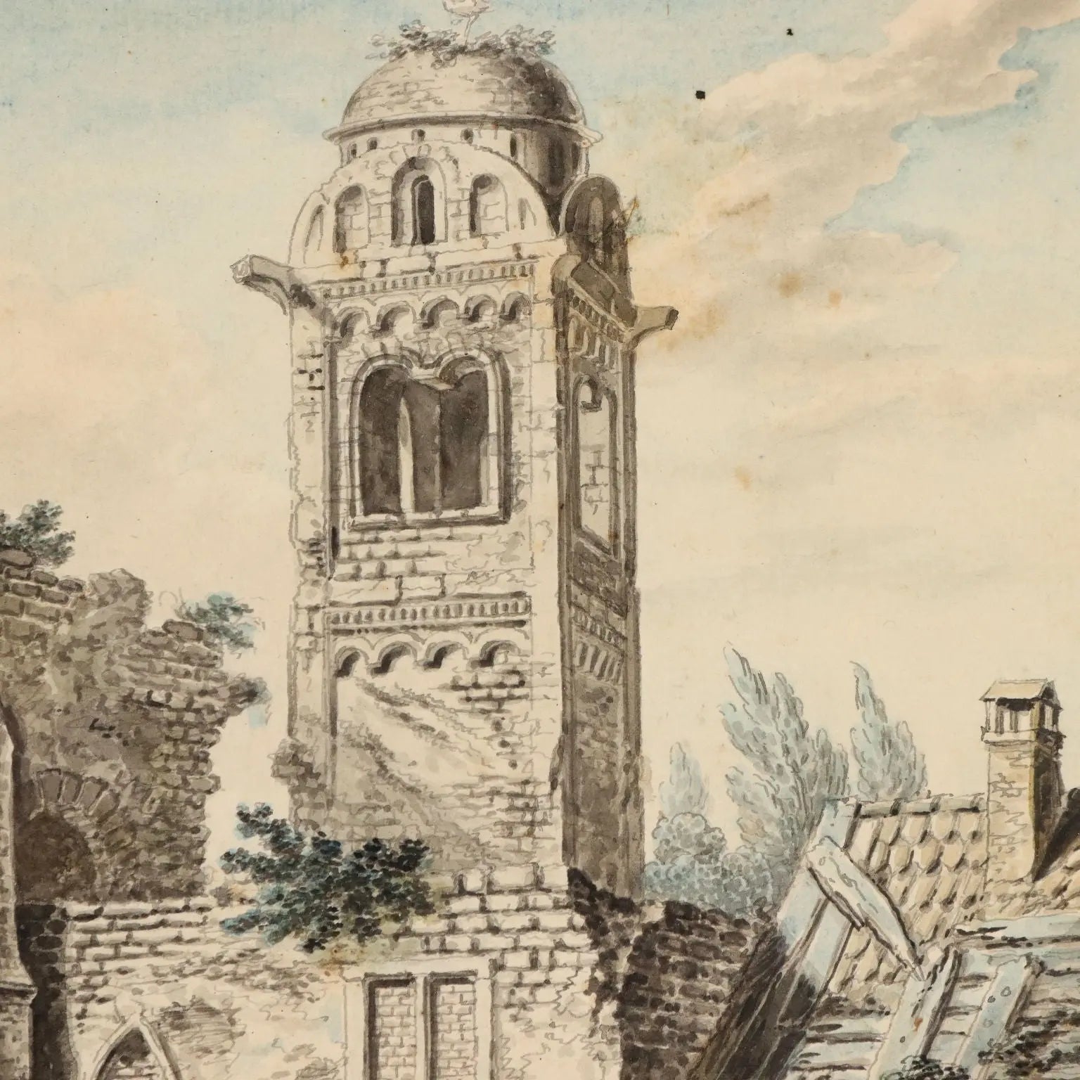 Antique Painting Signed Johann Franz Gout Church in Ruins 1782 - Church in Ruins 1782 | Art | Antique Painting