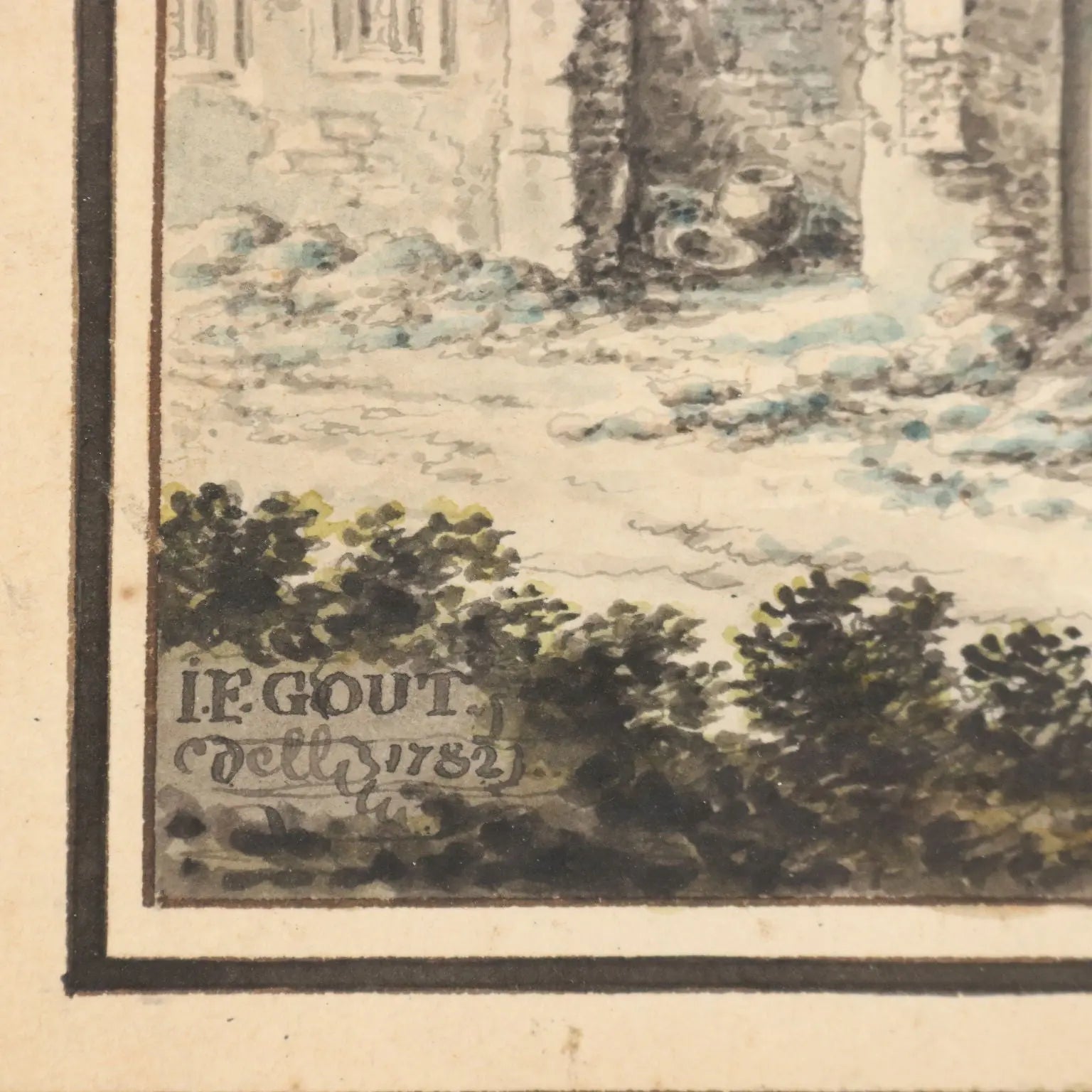 Antique Painting Signed Johann Franz Gout Church in Ruins 1782 - Church in Ruins 1782 | Art | Antique Painting