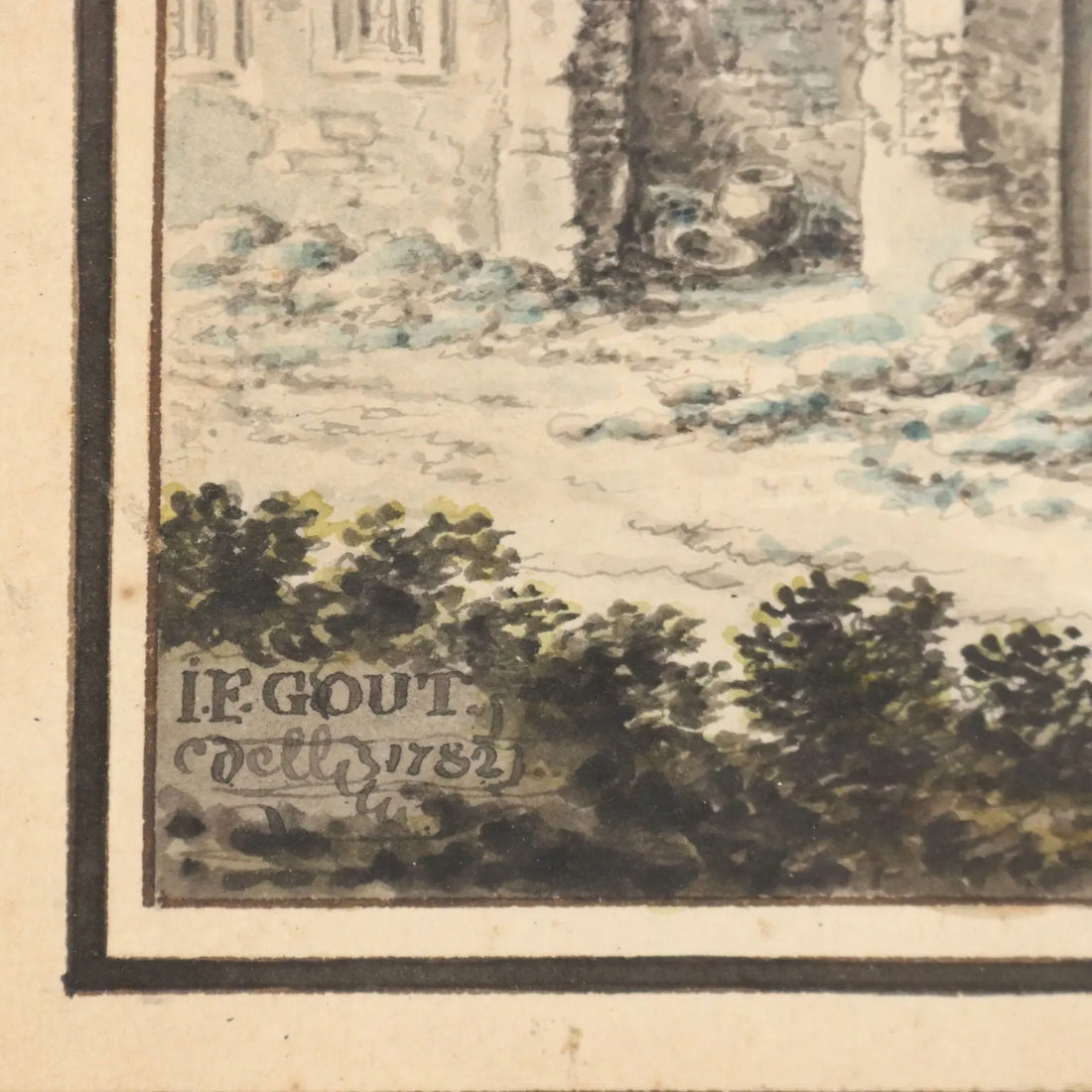 Antique Painting Signed Johann Franz Gout Church in Ruins 1782 - Church in Ruins 1782 | Art | Antique Painting