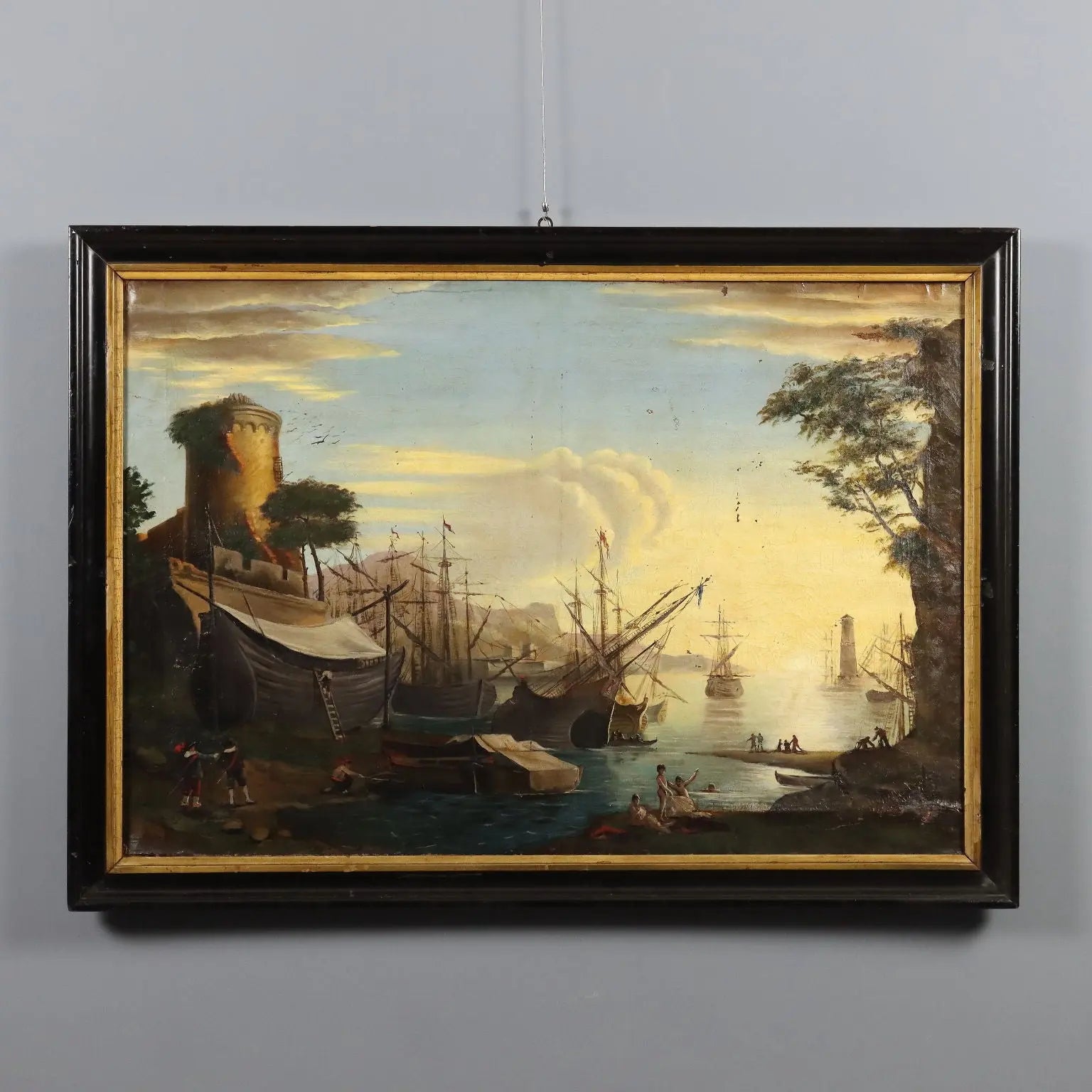 Antique Painting View from the Harbour Oil on Canvas XVIII Century | Art | Antique Painting