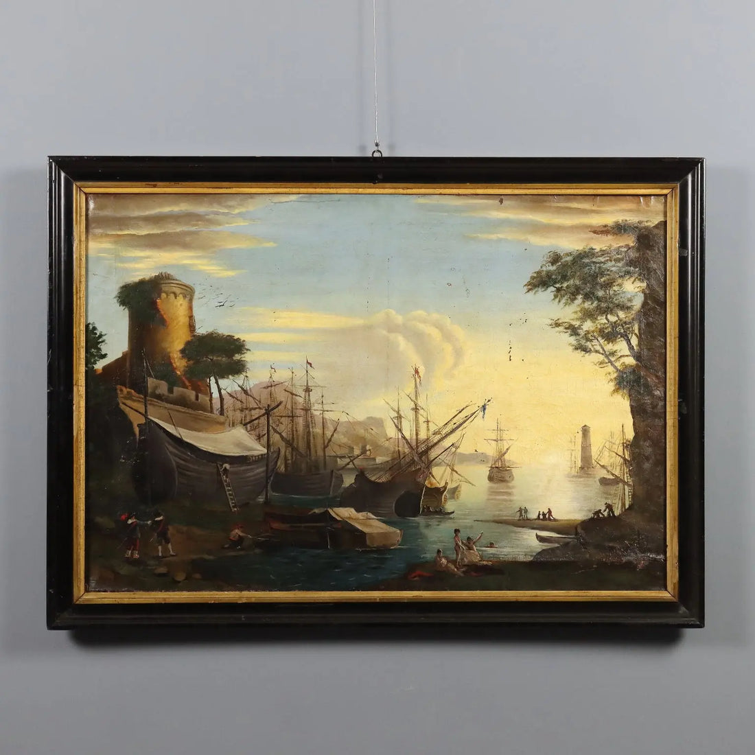 Antique Painting View from the Harbour Oil on Canvas XVIII Century | Art | Antique Painting