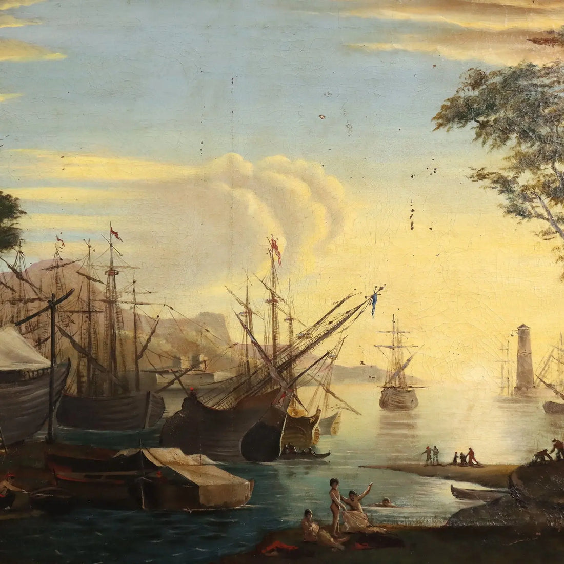 Antique Painting View from the Harbour Oil on Canvas XVIII Century | Art | Antique Painting