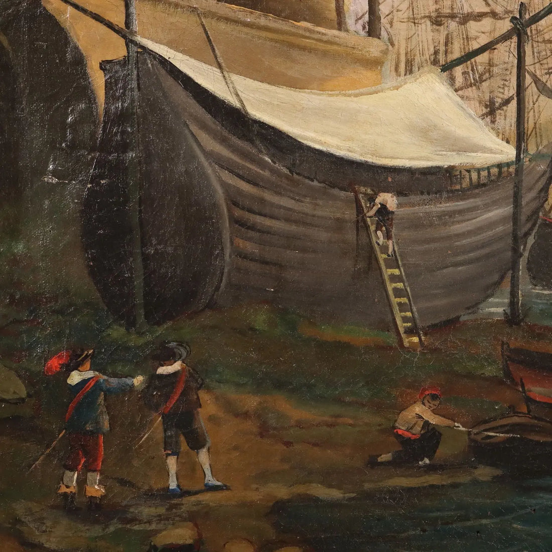 Antique Painting View from the Harbour Oil on Canvas XVIII Century | Art | Antique Painting