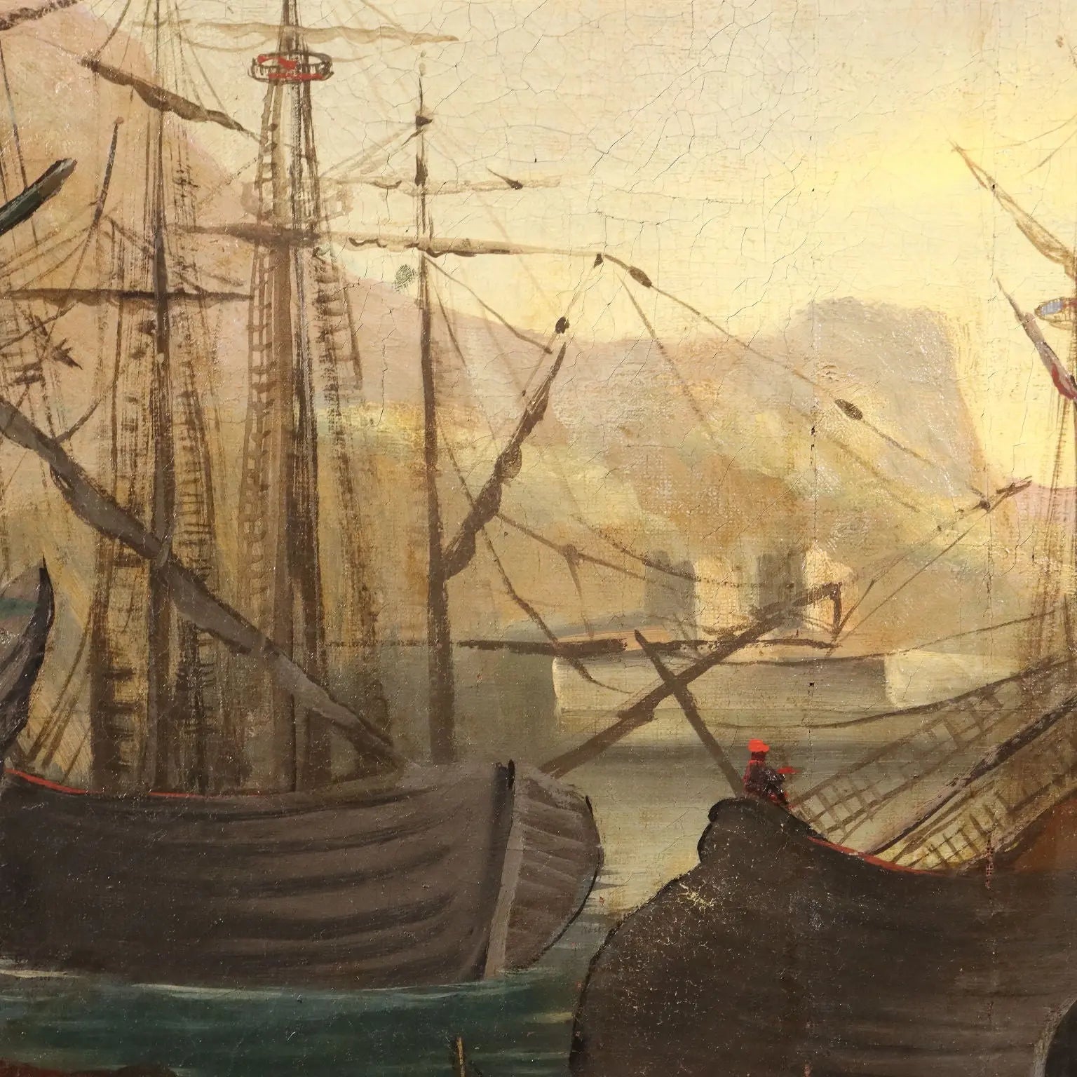 Antique Painting View from the Harbour Oil on Canvas XVIII Century | Art | Antique Painting