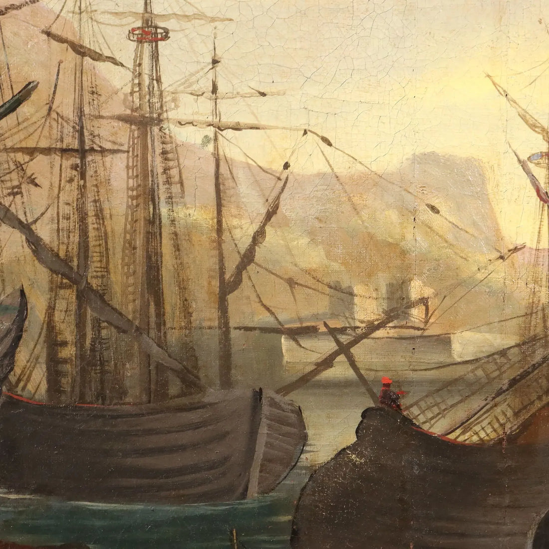 Antique Painting View from the Harbour Oil on Canvas XVIII Century | Art | Antique Painting