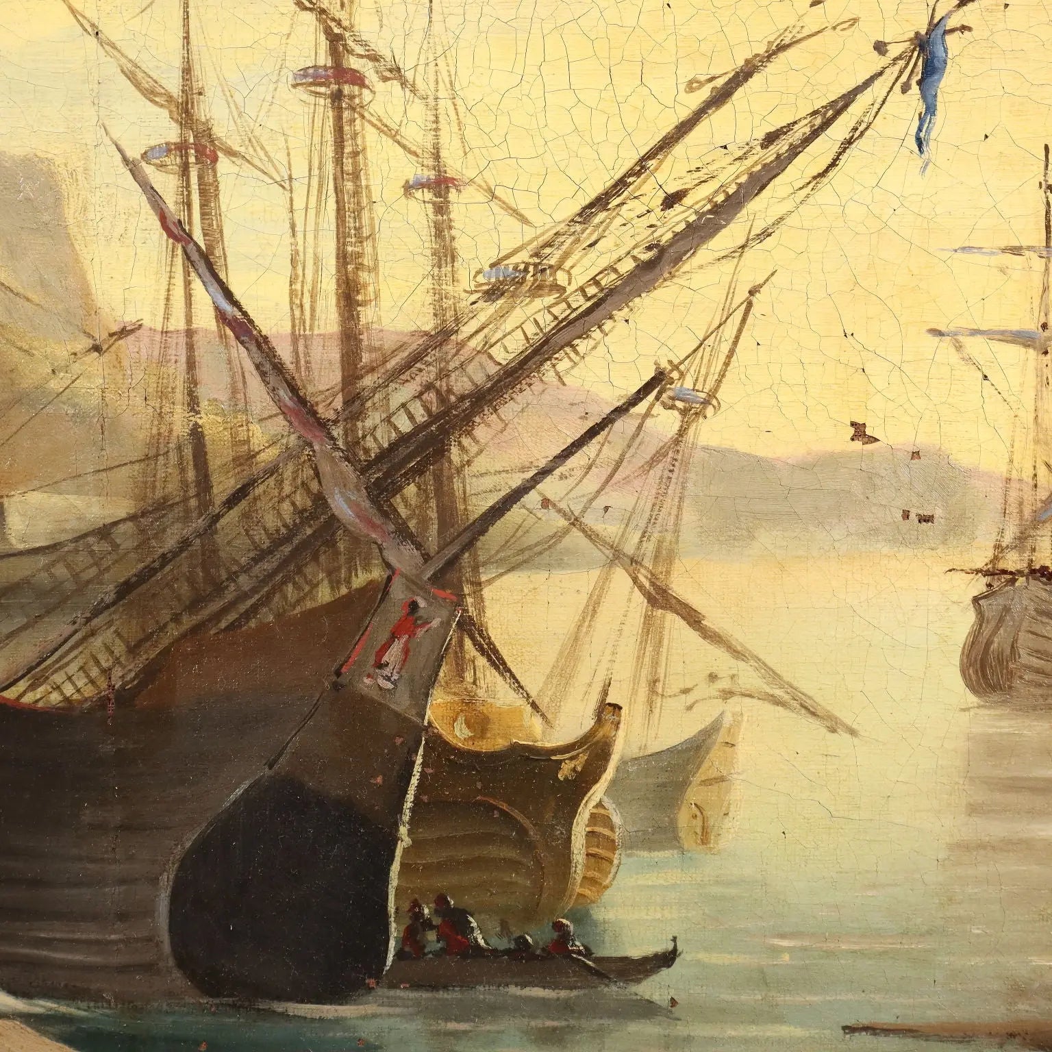 Antique Painting View from the Harbour Oil on Canvas XVIII Century | Art | Antique Painting