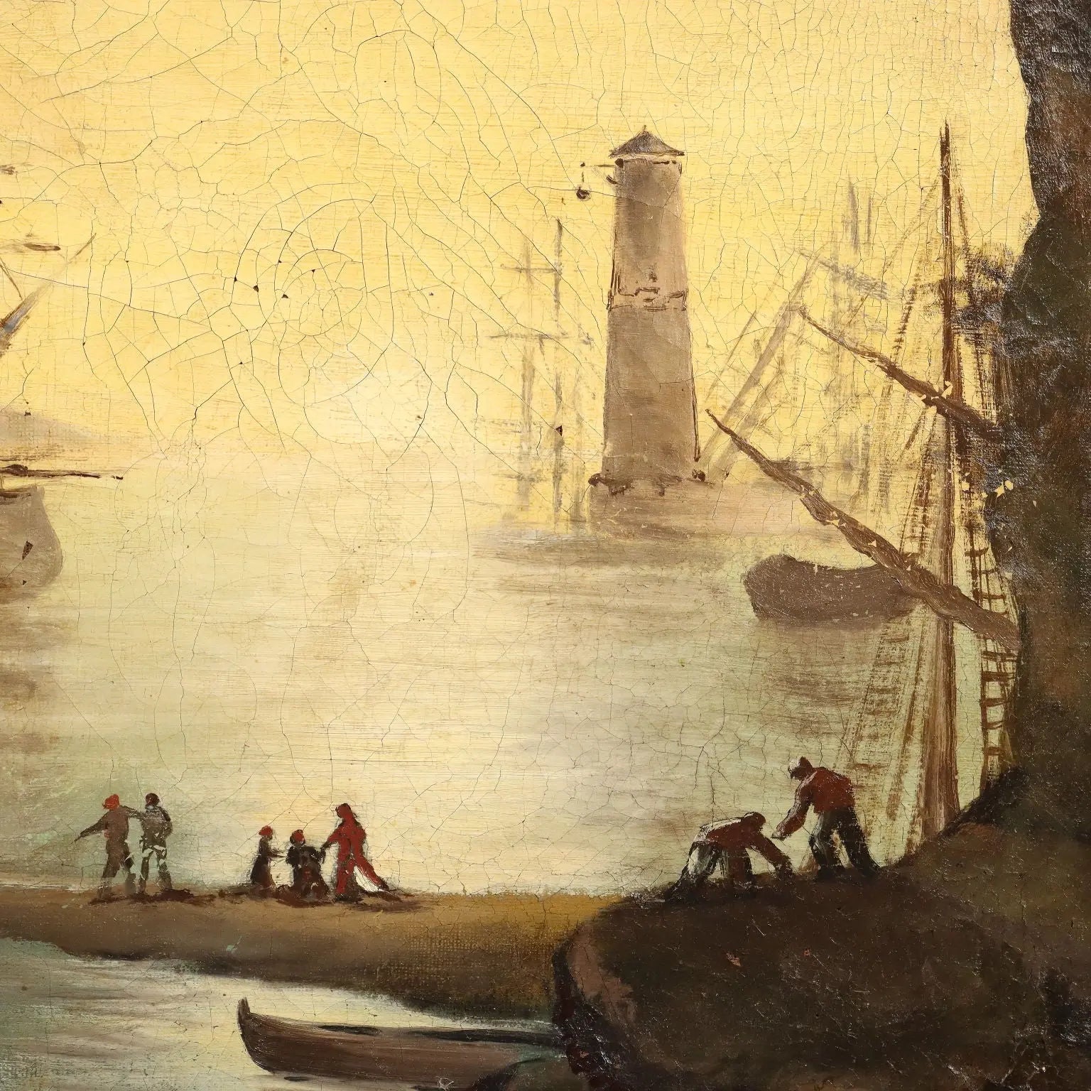 Antique Painting View from the Harbour Oil on Canvas XVIII Century | Art | Antique Painting