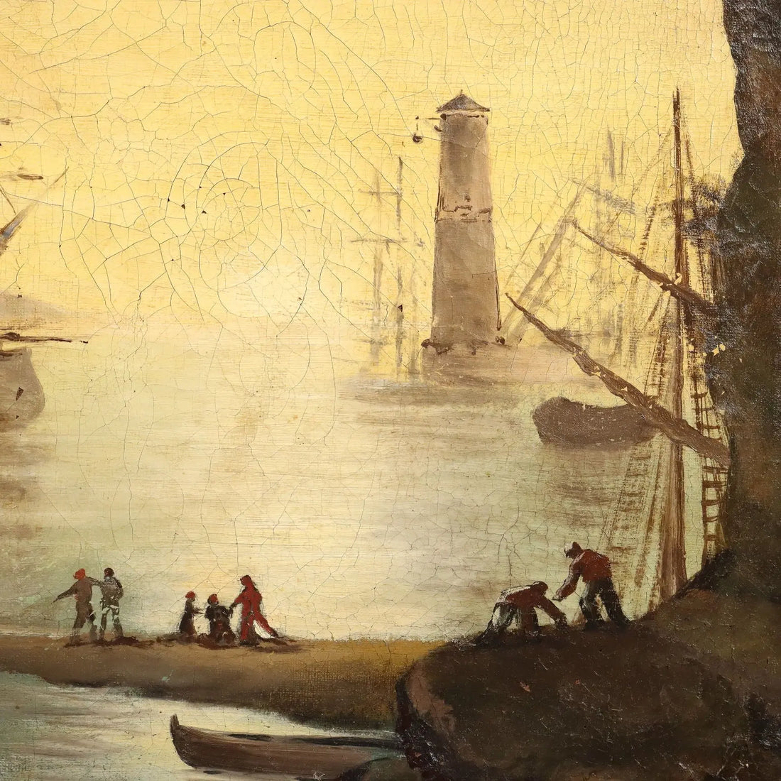 Antique Painting View from the Harbour Oil on Canvas XVIII Century | Art | Antique Painting