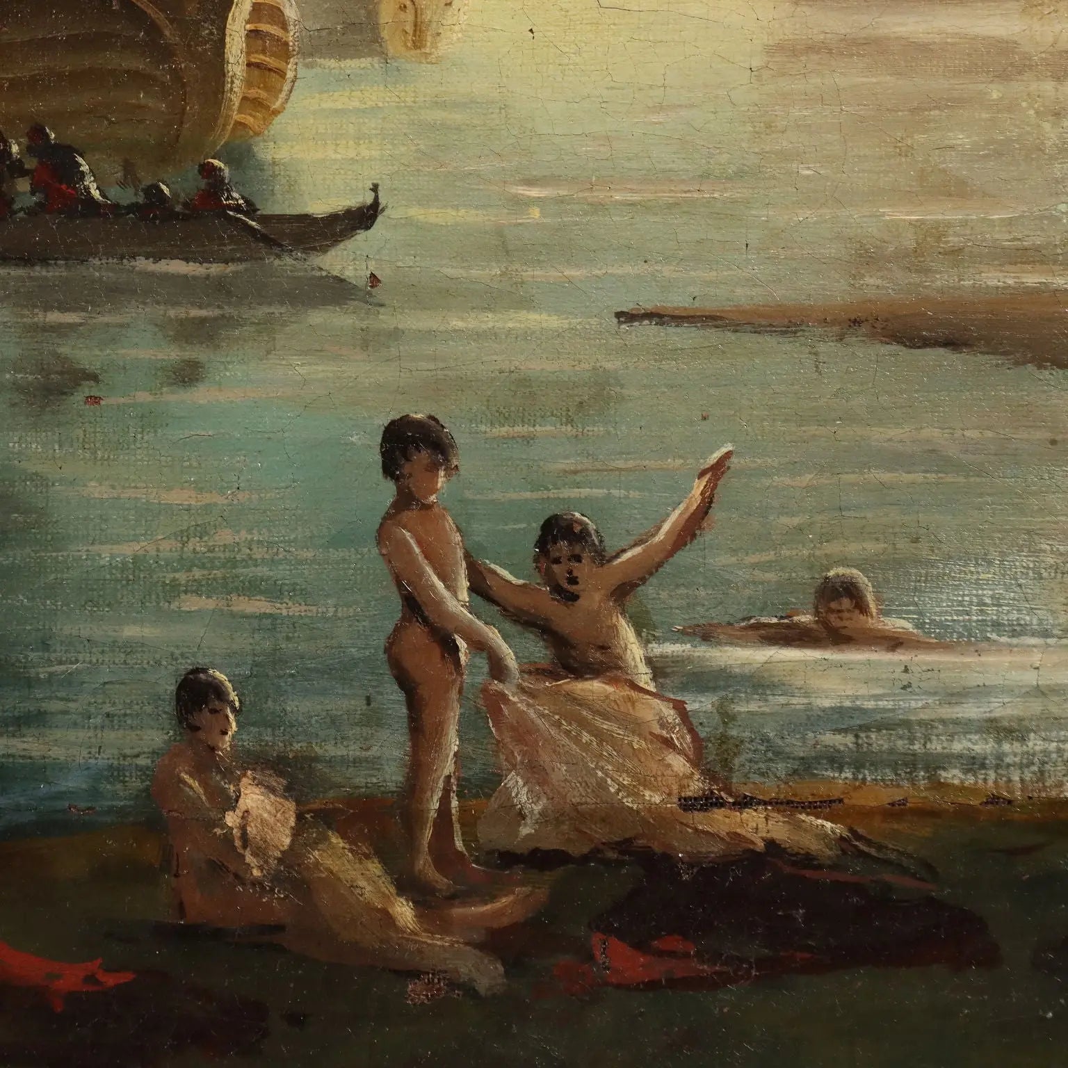 Antique Painting View from the Harbour Oil on Canvas XVIII Century | Art | Antique Painting