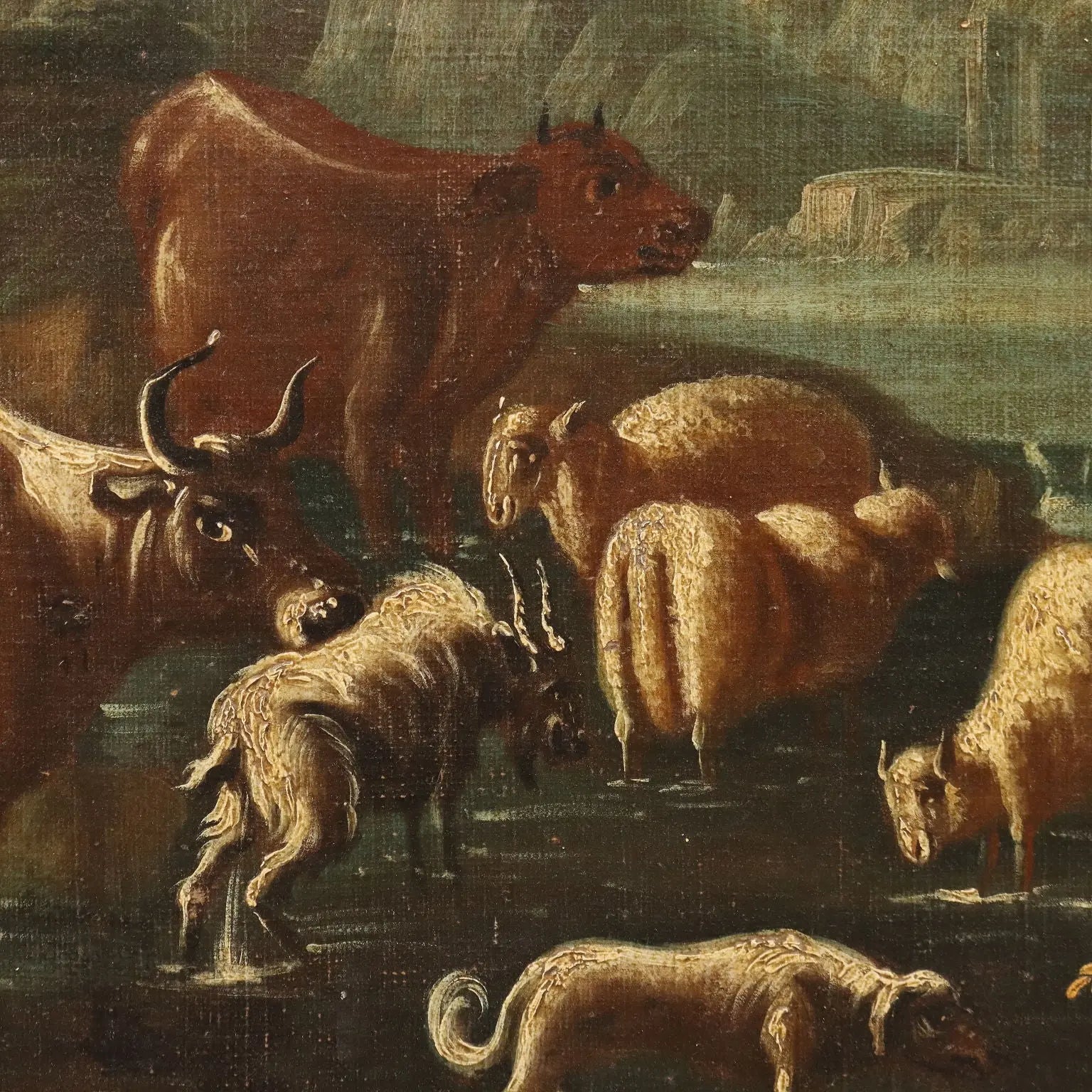 Antique Painting Landscape with Shepherds and Herds XVIII Century | Art | Antique Painting