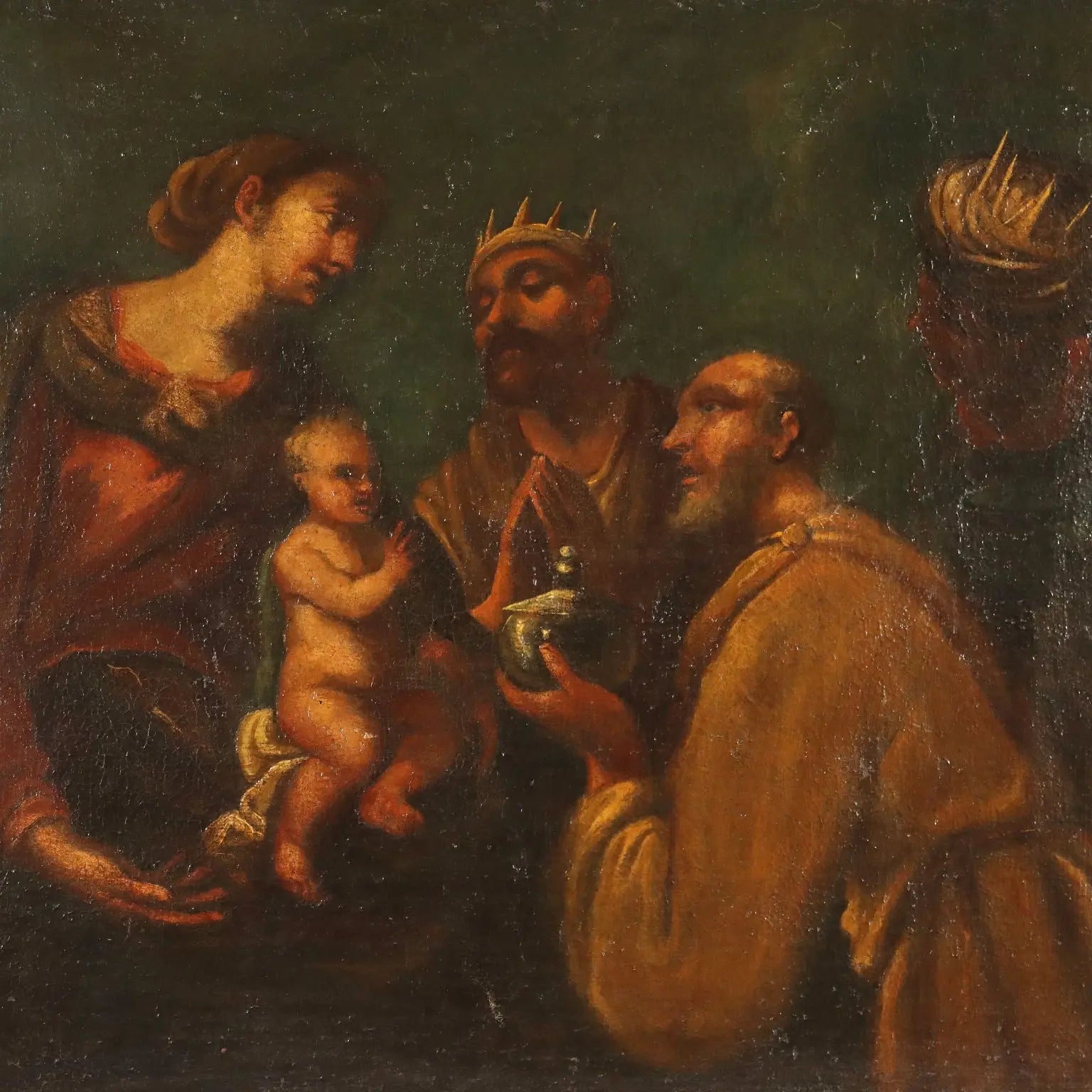 Antique Painting The Three Wise Men Oil on Canvas XVII-XVIII Century | Art | Antique Painting