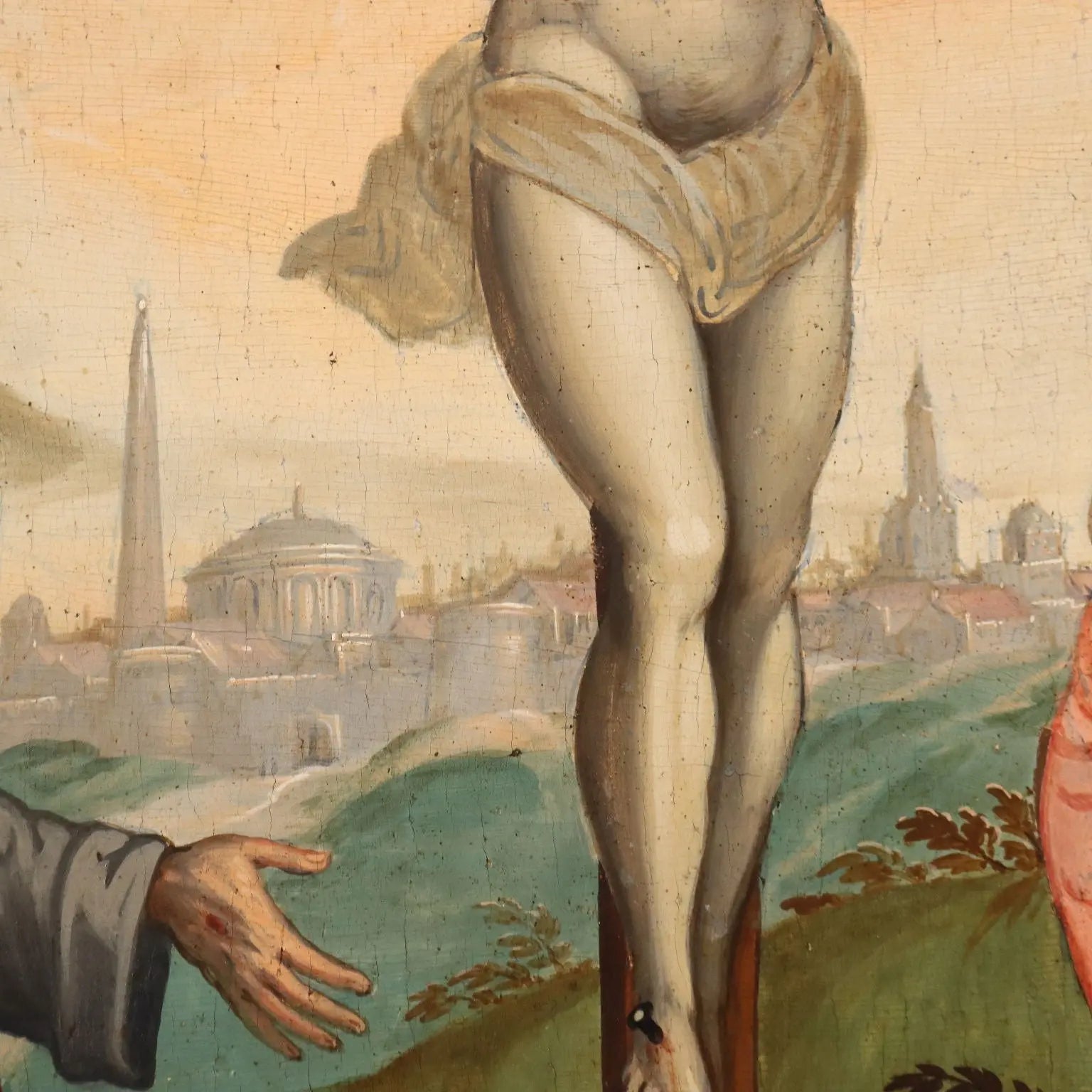Antique Painting Christ Crucified with Saints Oil on Hardboard '500 | Art | Antique Painting