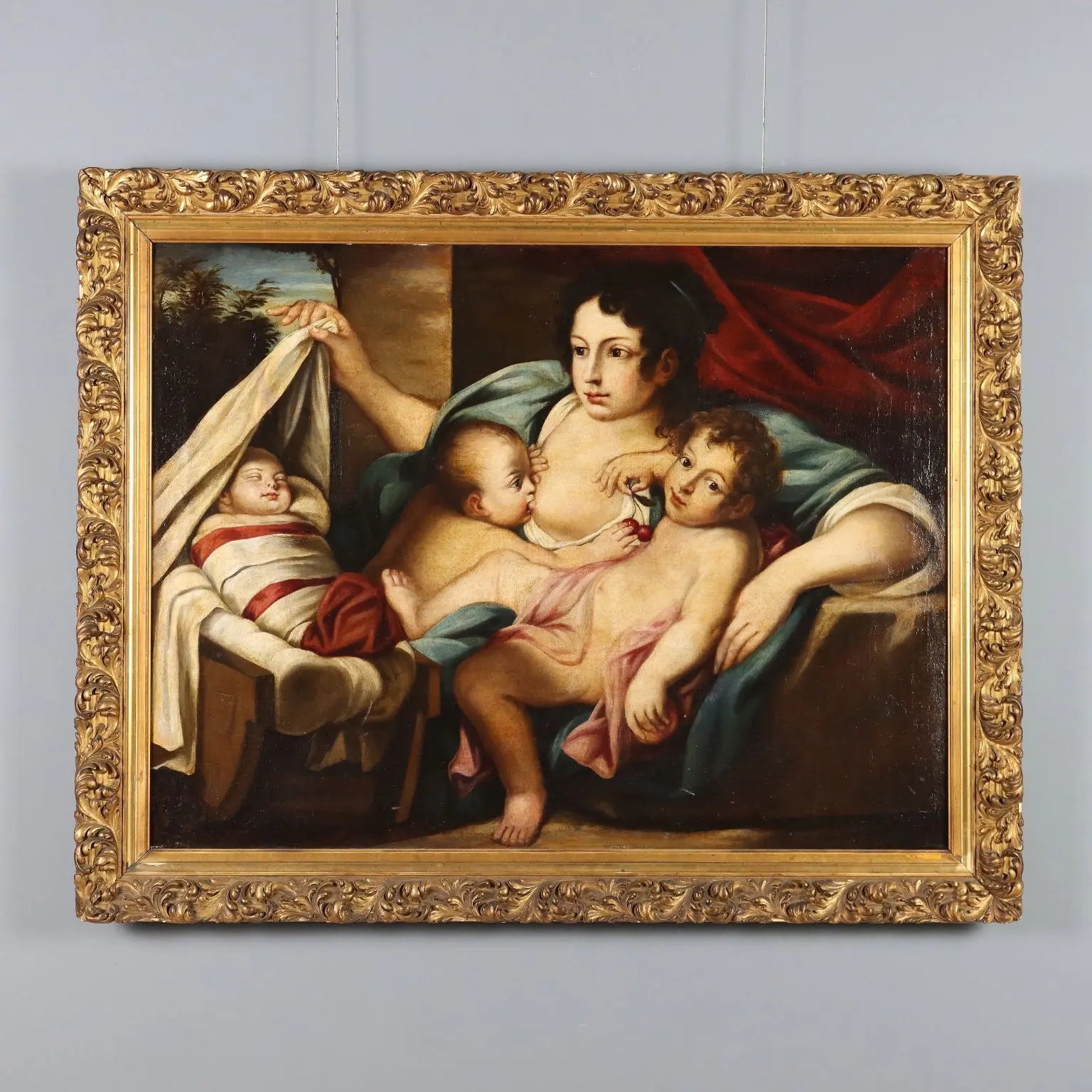 Antique Painting Allegory of Charity Disciple of Carlo Cignani '600 - Disciple of Carlo Cignani | Art | Antique Painting